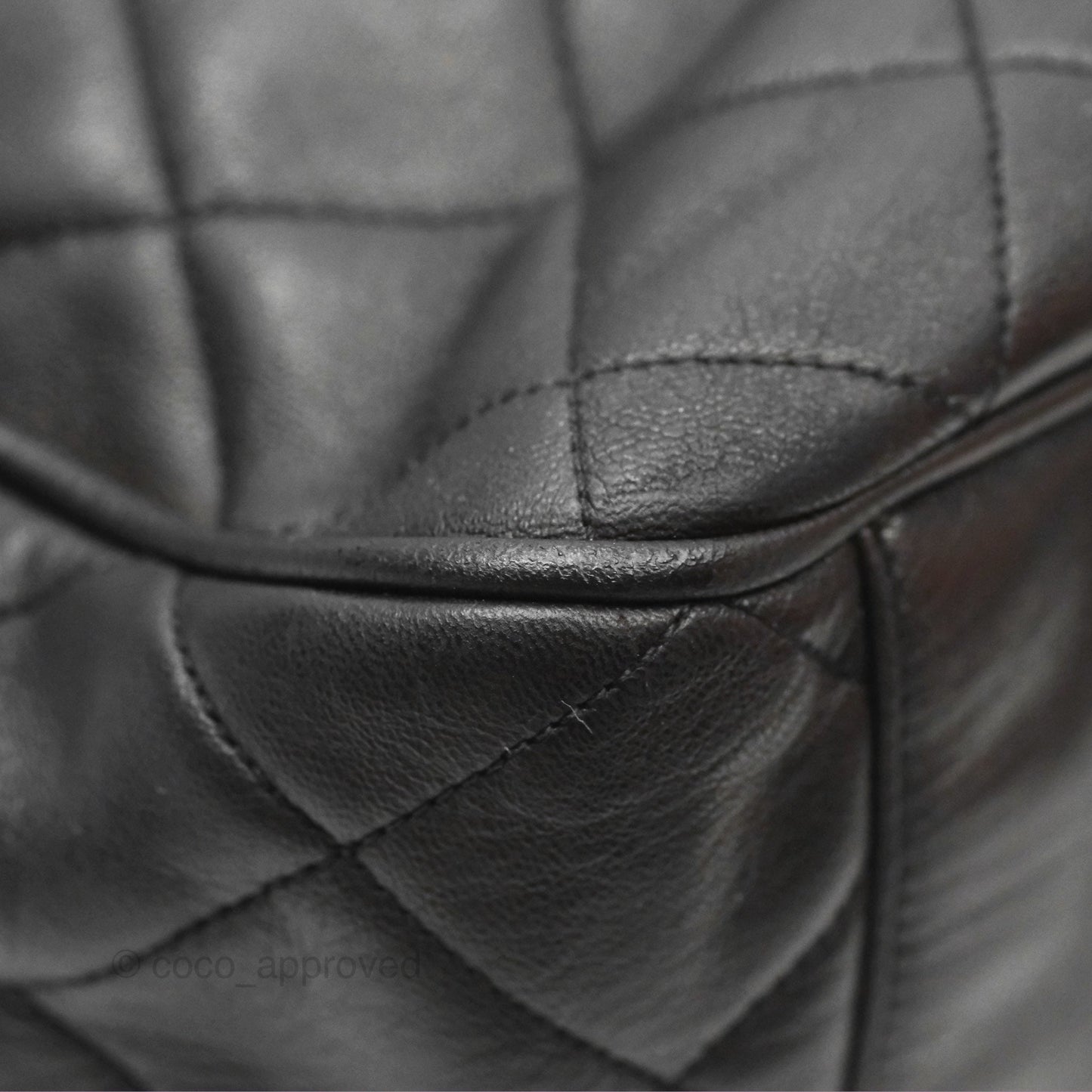 Chanel Vintage Drawstring Bucket Bag Black Lambskin Gold Hardware