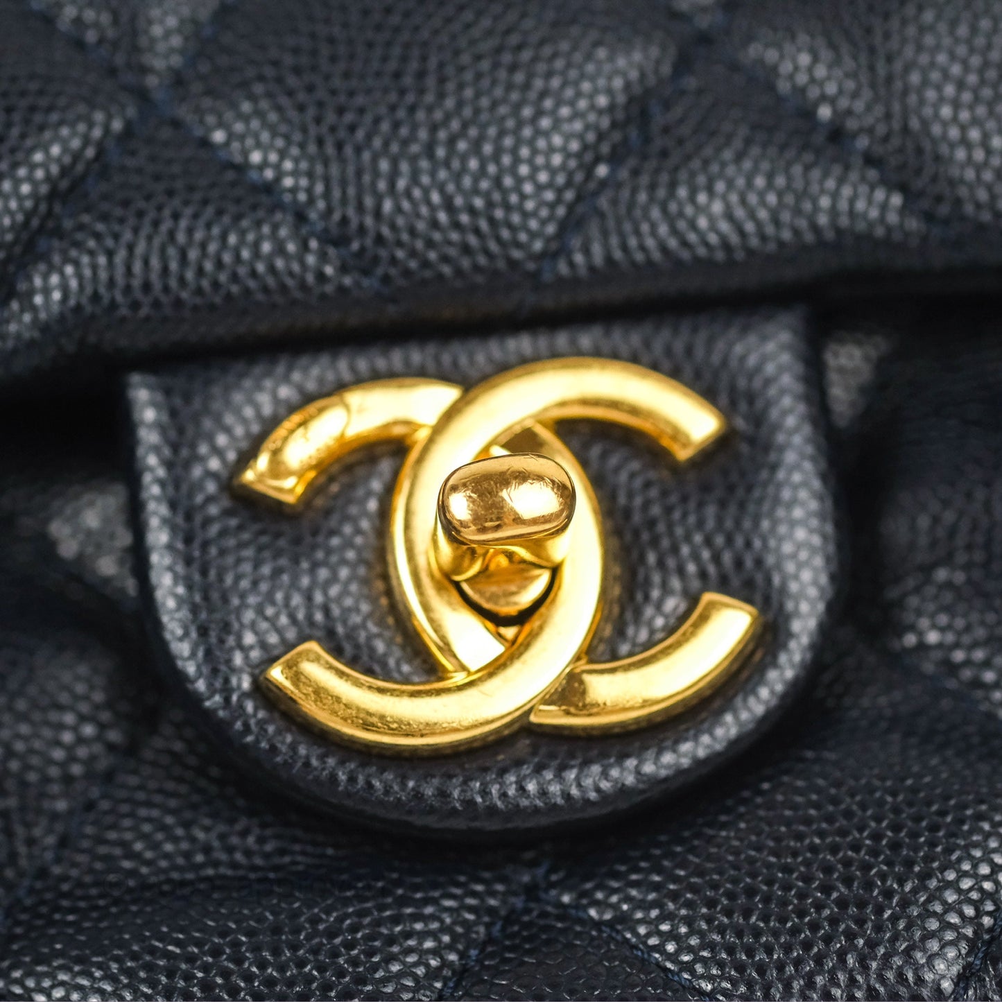 Chanel Quilted CC You Flap Navy Blue Caviar Gold Hardware 23C