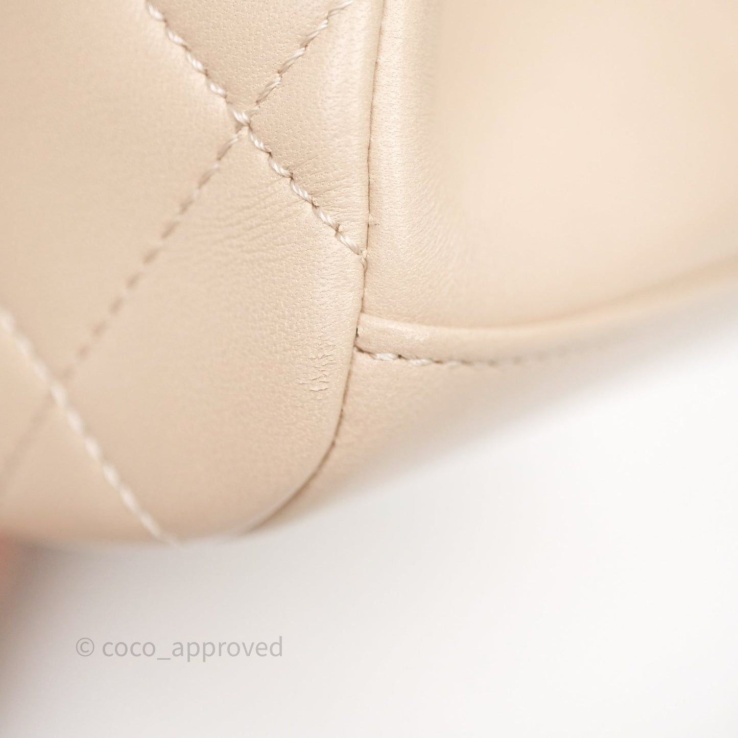 Chanel Quilted Top Handle Carry Chic Bag Beige Lambskin Gold Hardware