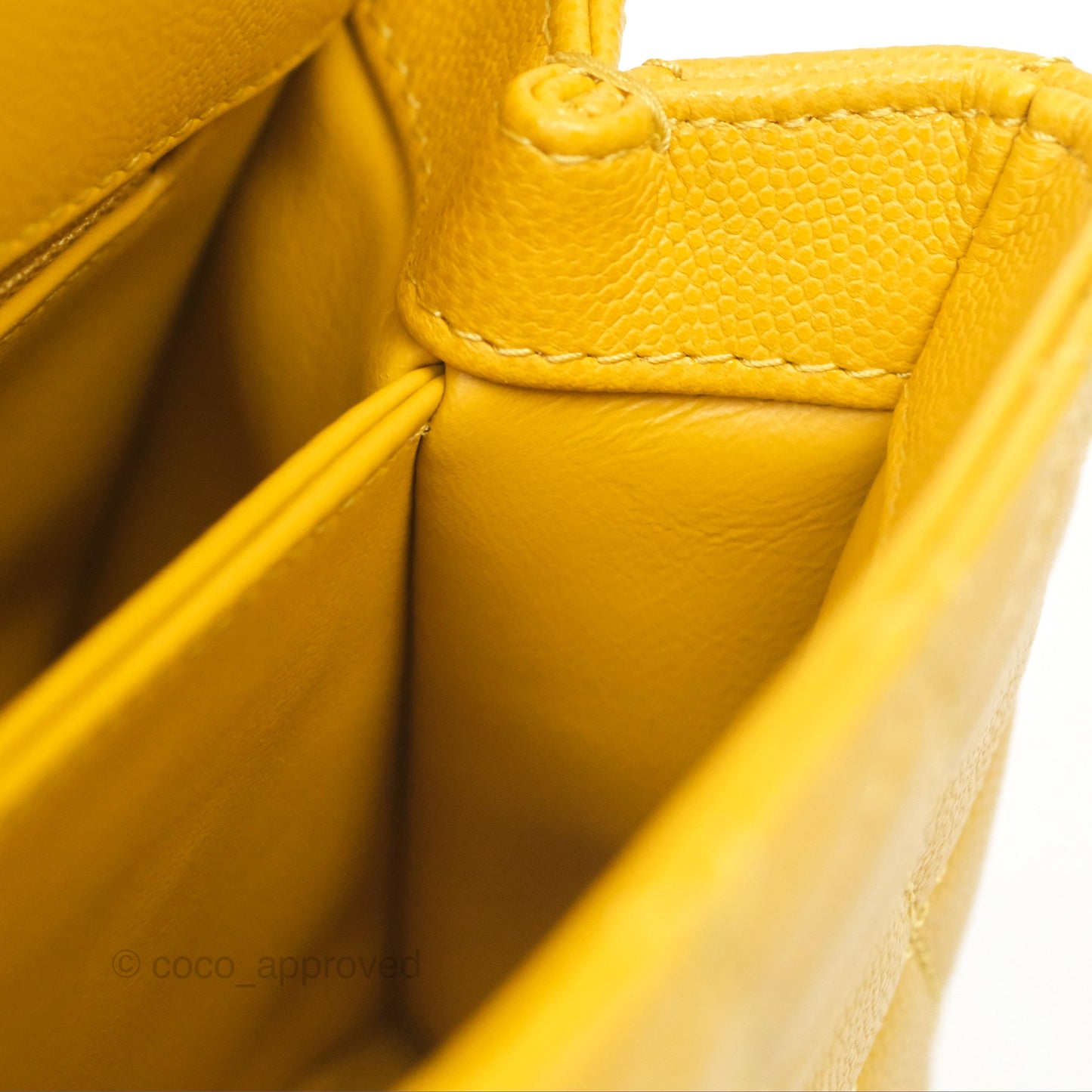 Chanel Small Coco Handle Mustard Yellow Caviar Gold Hardware