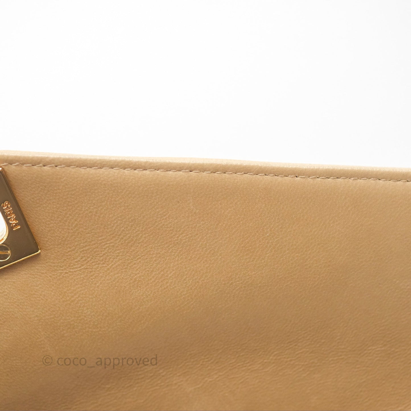Chanel Vintage Medium Flap Chevron Beige Lambskin 24K Gold Hardware