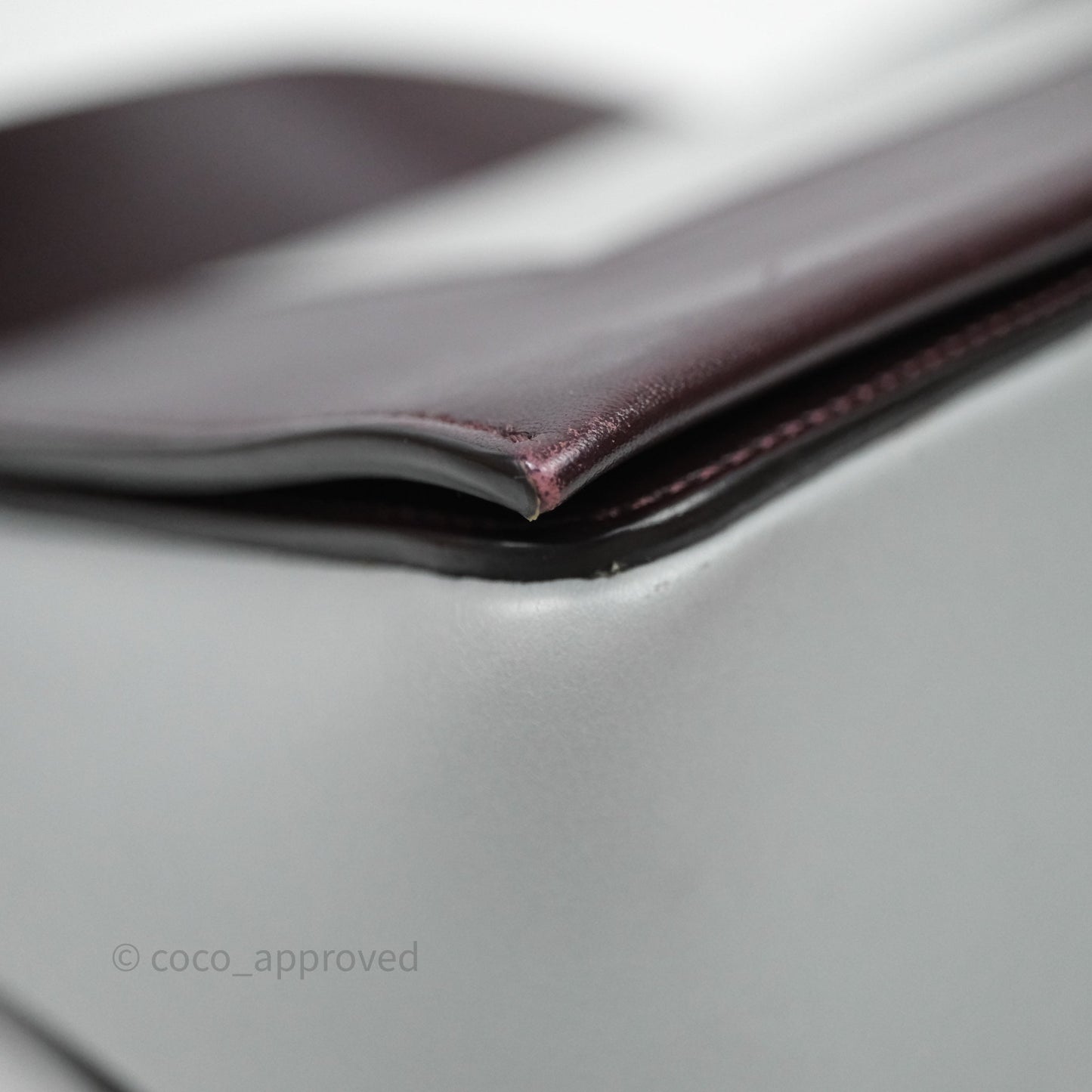 Celine Medium Frame Bag Burgundy / Pearl Blue Calfskin Silver Hardware