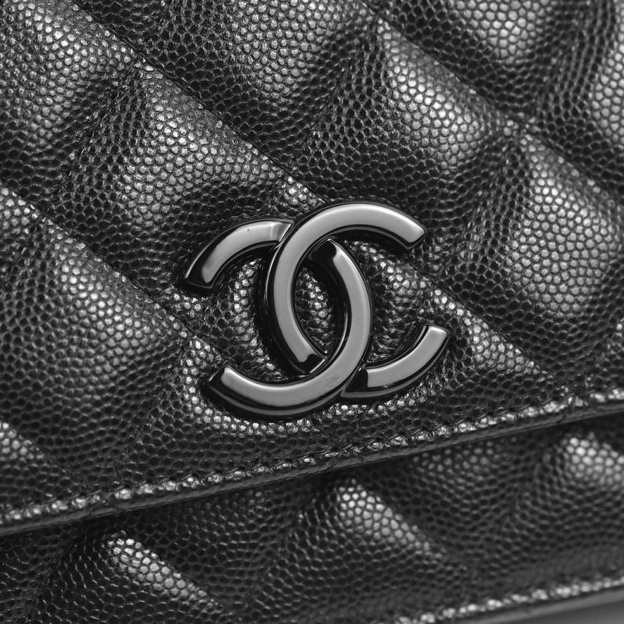 Chanel Quilted So Black Wallet on Chain WOC Caviar Incognito Hardware