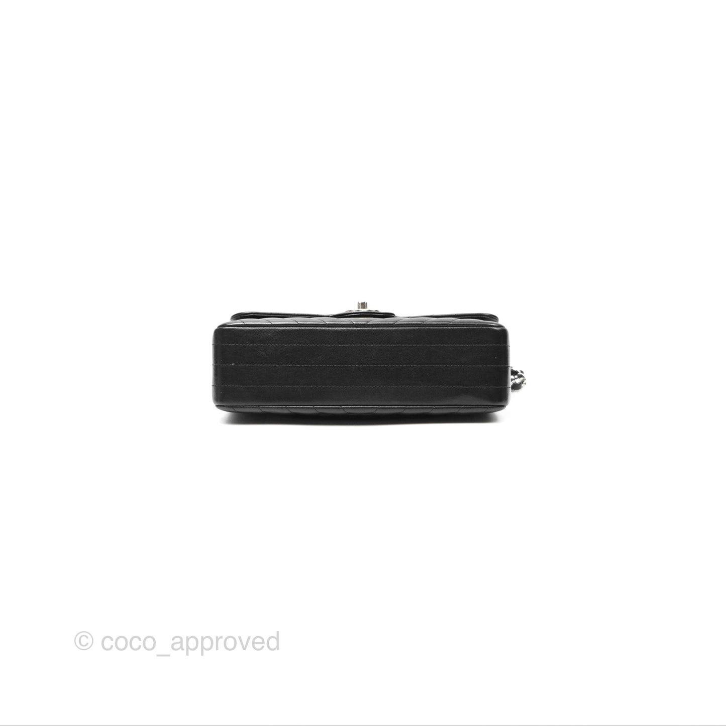 Chanel Small Classic Chevron Flap Black Lambskin Silver Hardware