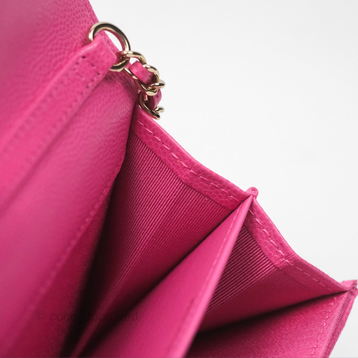 Chanel Mini Wallet With Chain Pink Caviar Gold Hardware