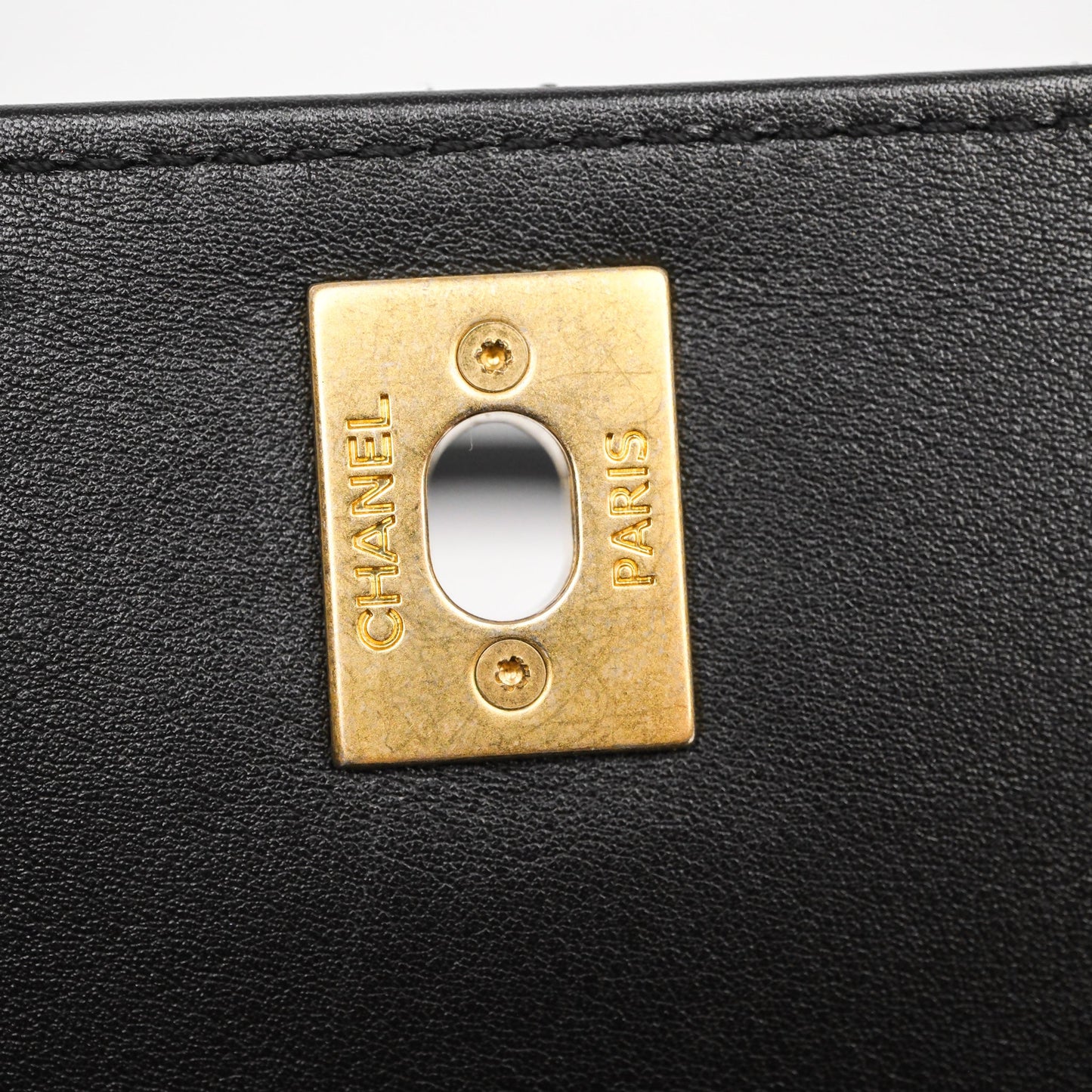 Chanel Pearl Chain Bag Black Calfskin Gold Hardware