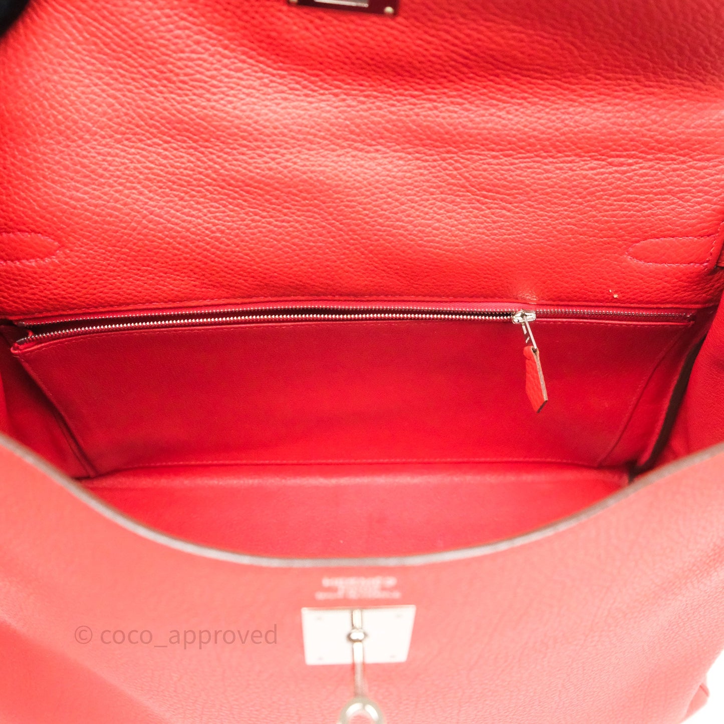 Hermès Kelly 35 Retourne Red Togo Palladium Hardware
