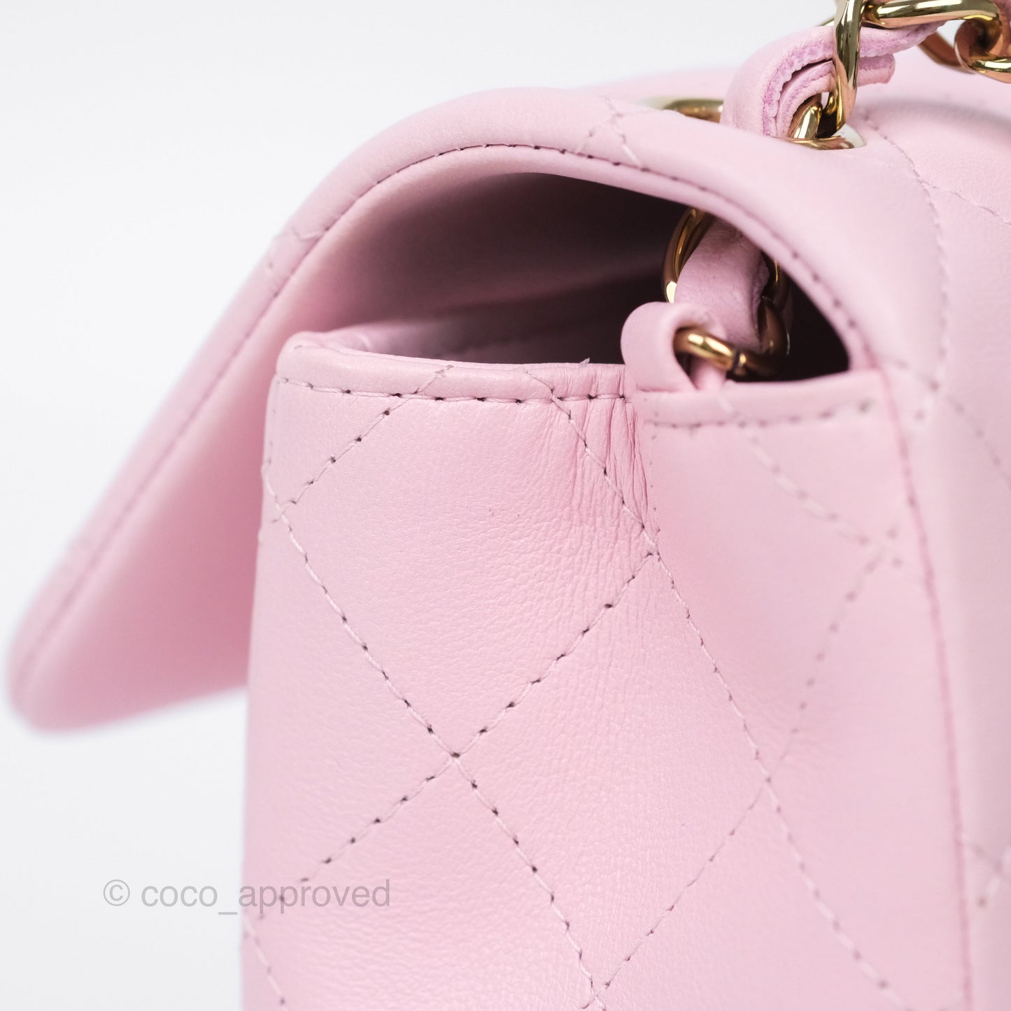 Chanel Mini Square Flap Quilted Pink Lambskin Gold Hardware
