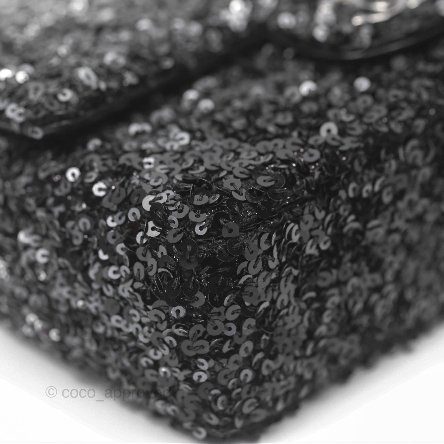 Chanel Flap Bag Sequin Black Silver Hardware 23S