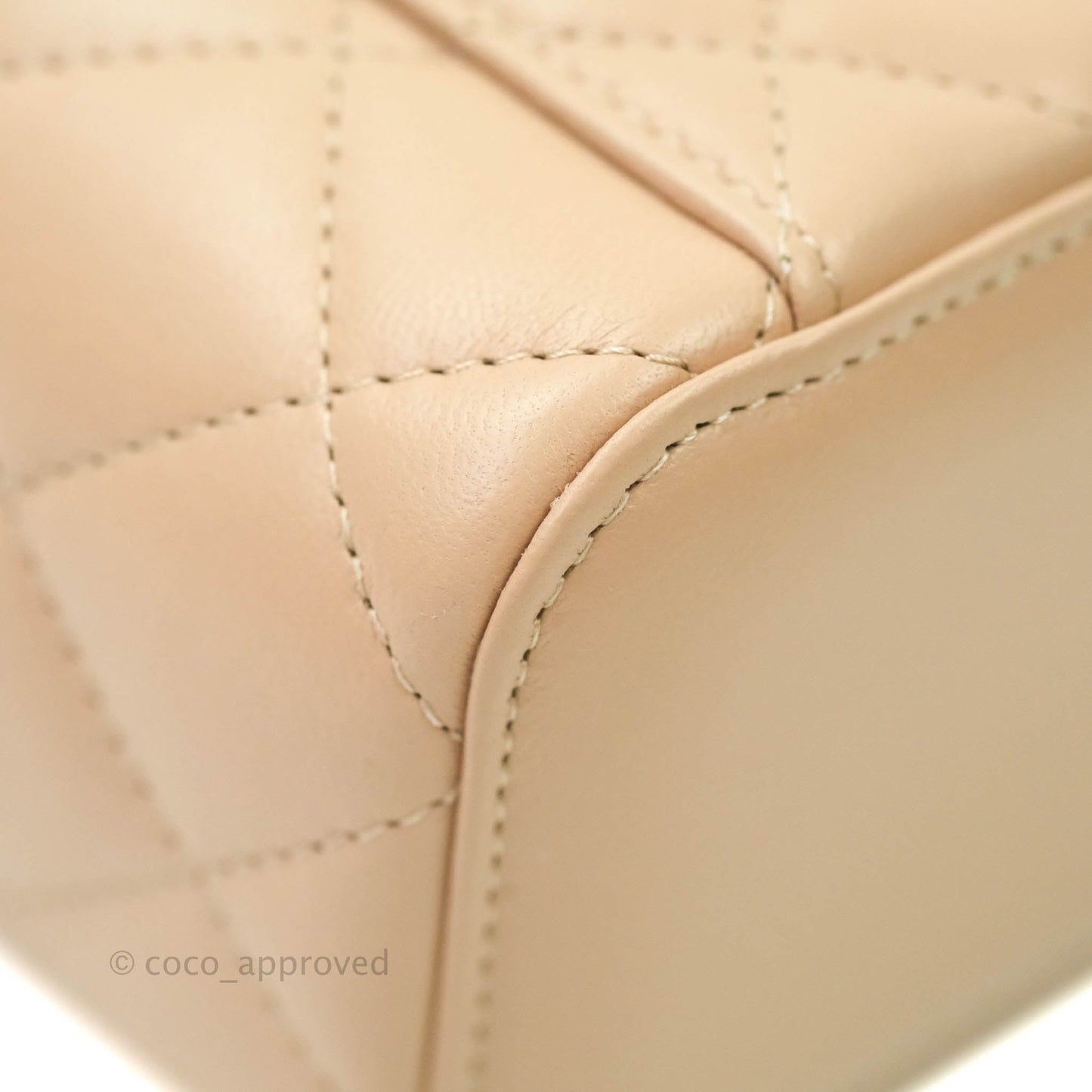 Chanel Small Quilted Vanity With Chain Beige Lambskin Aged Gold Hardware