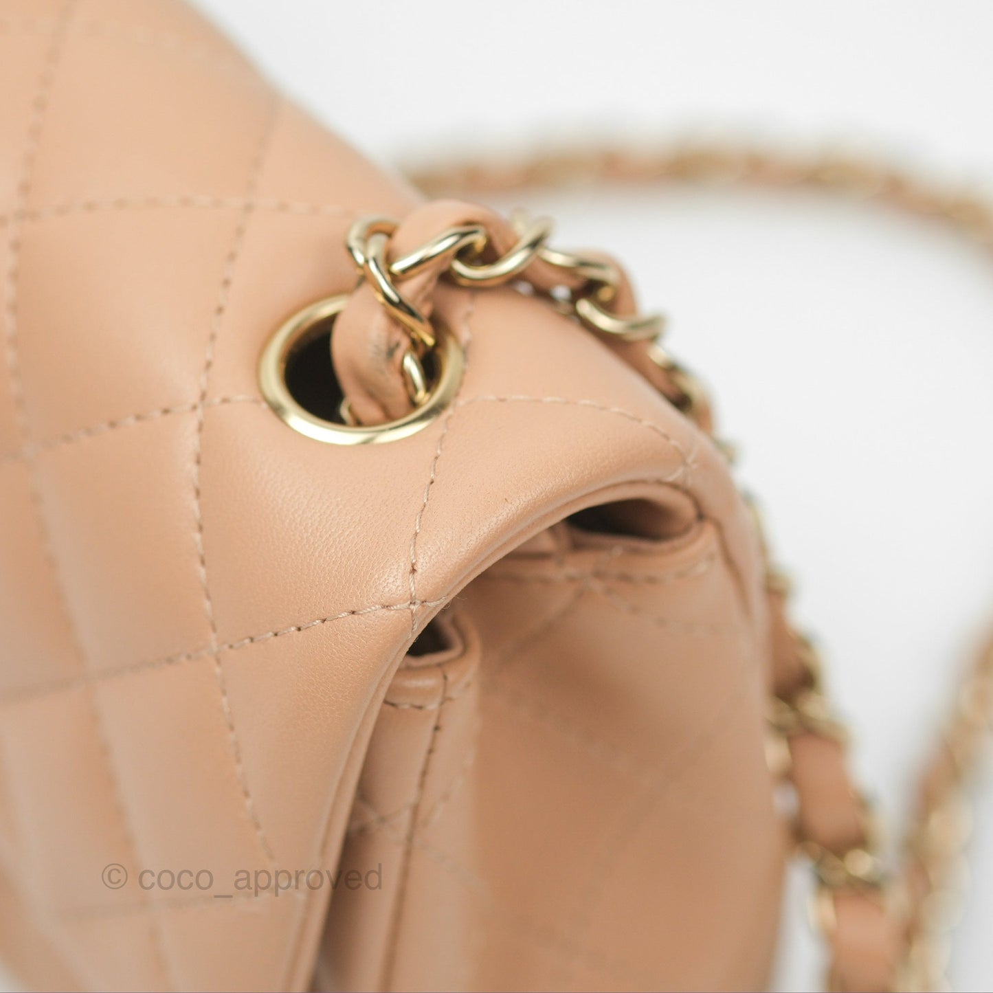 Chanel Quilted Mini Rectangular Beige Lambskin Gold Hardware