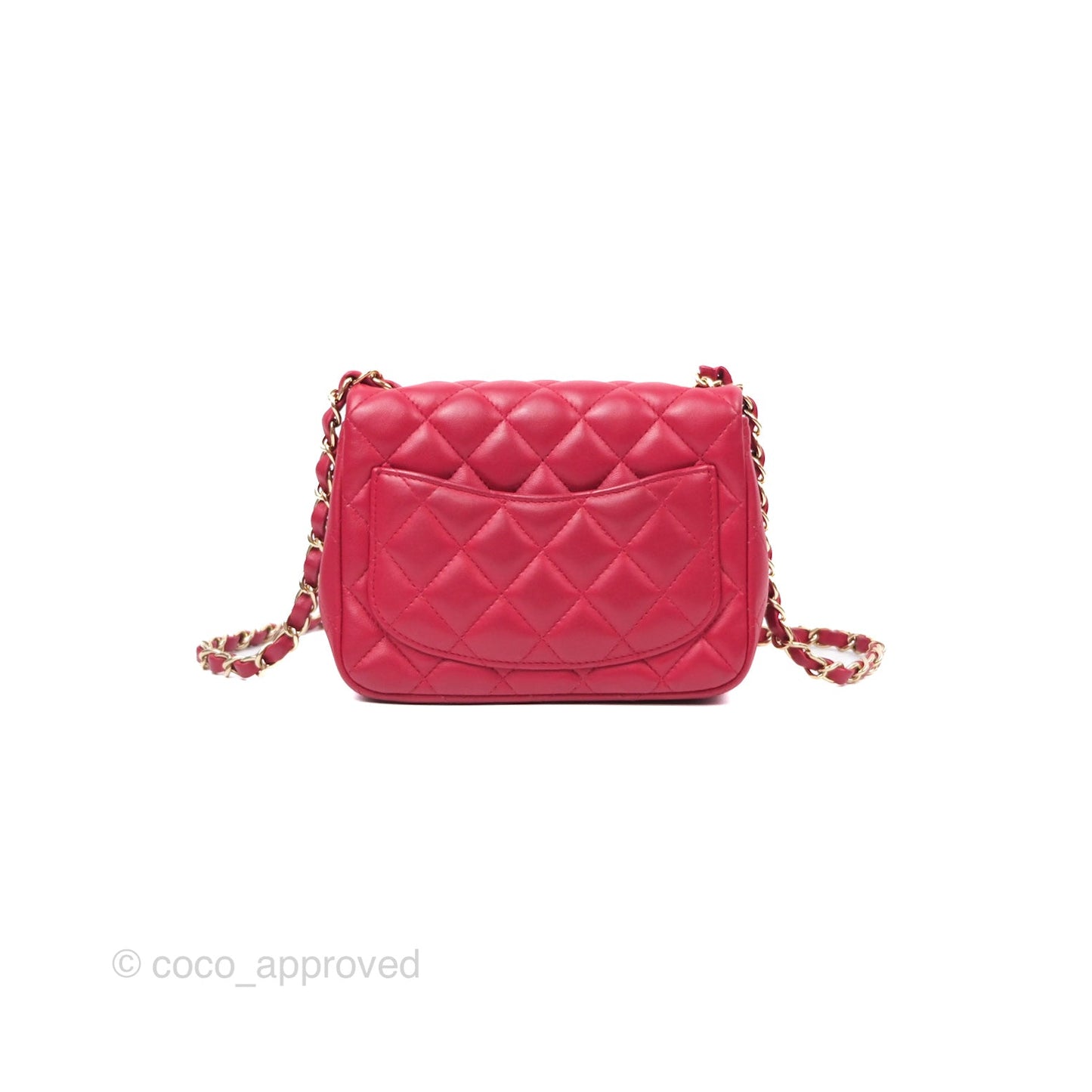Chanel Mini Square Flap Red Lambskin Light Gold Hardware