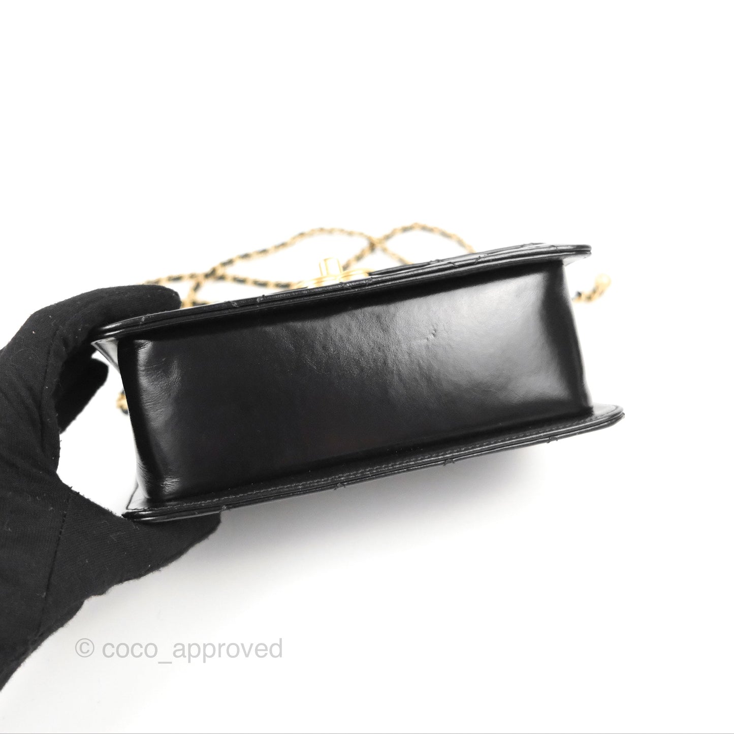 Chanel Quilted Mini Perfect Fit Adjustable Black Calfskin Aged Gold Hardware
