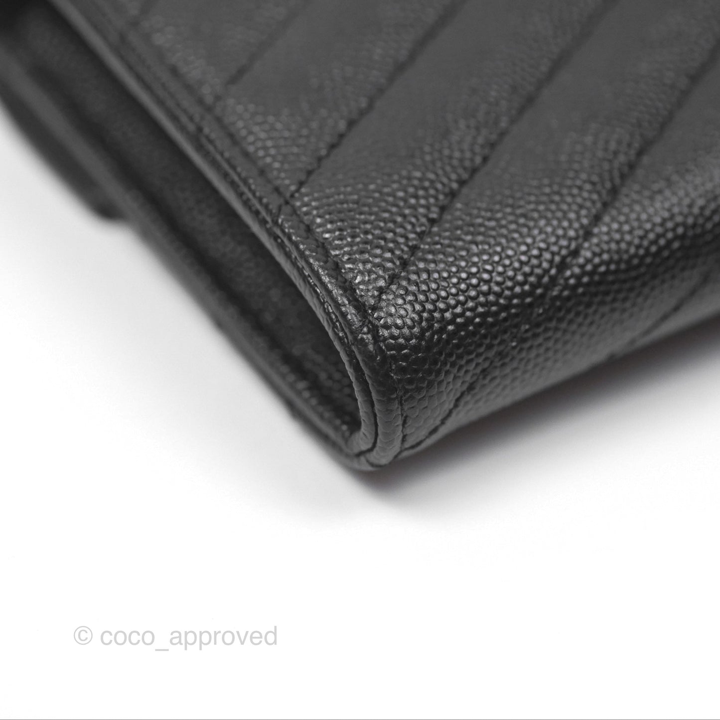 Saint Laurent Cassandre Matelasse Large Flap Wallet Black Grain De Poudre