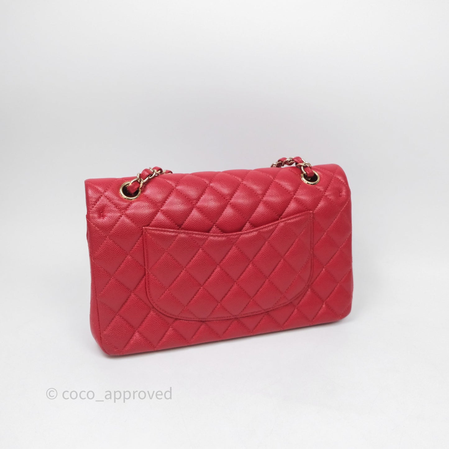 Chanel Classic M/L Medium Flap Quilted Red Caviar Gold Hardware