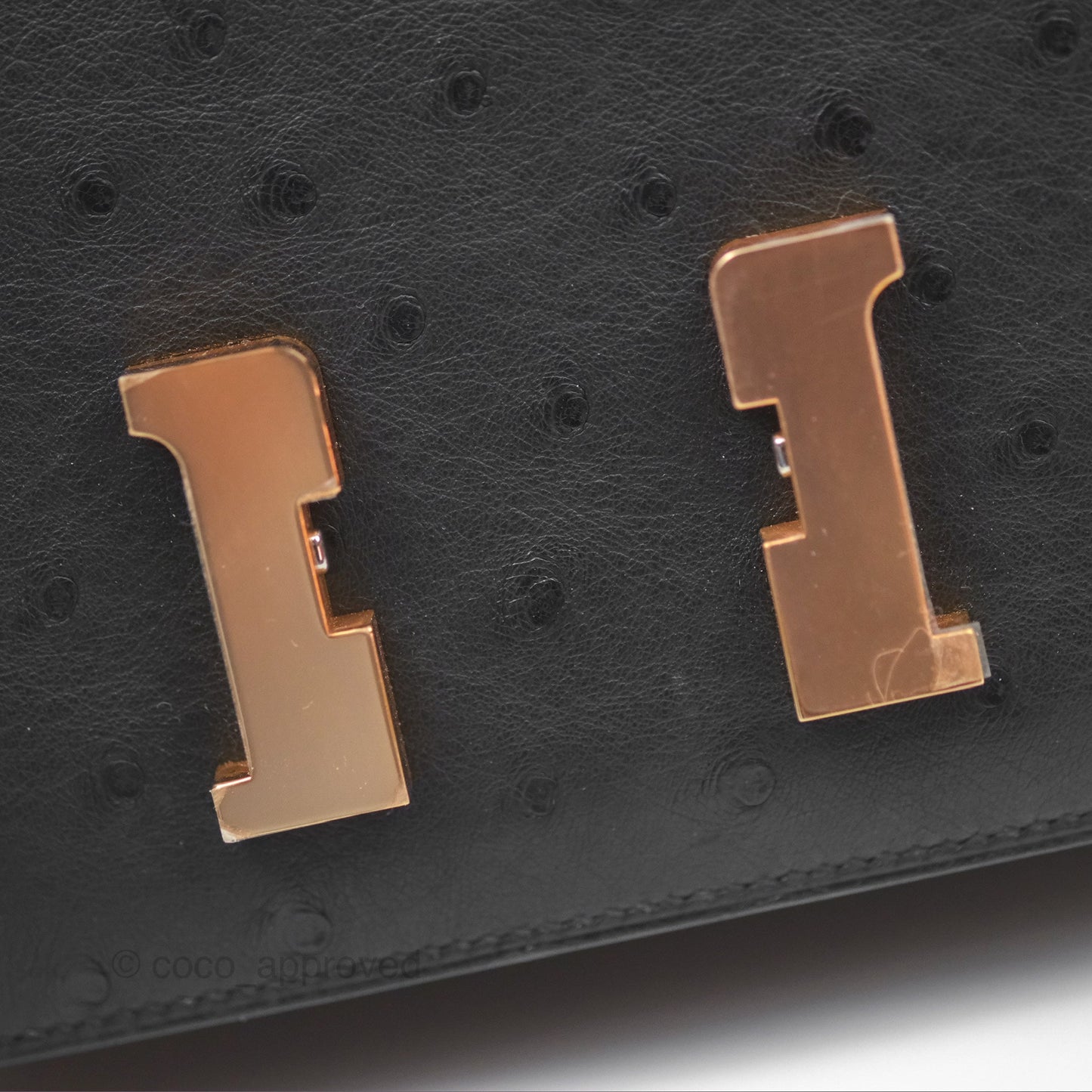 Hermès Constance Mini 18cm Noir 89 Ostrich Rose Gold Hardware