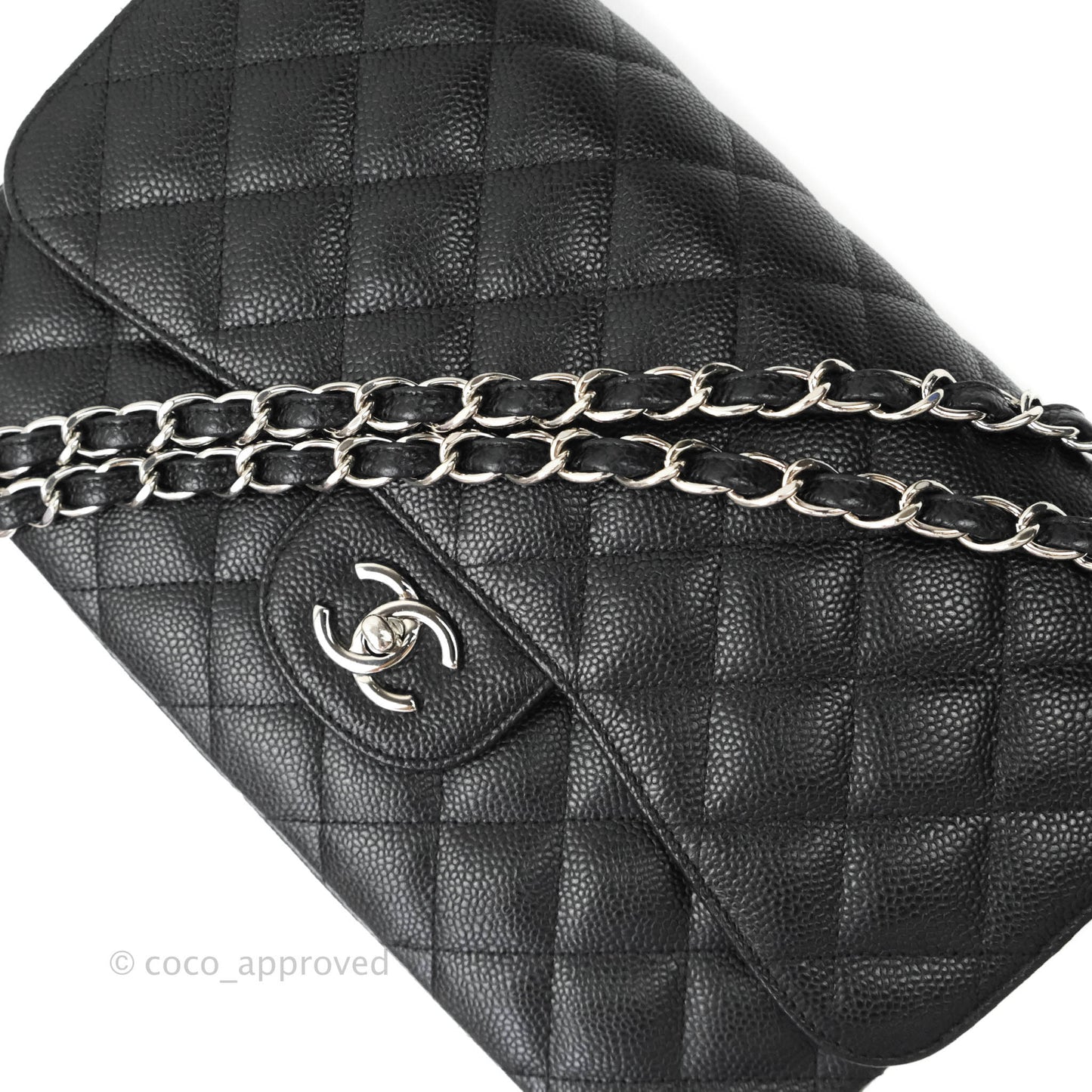 Chanel Jumbo Double Flap Black Caviar Silver Hardware⁣⁣
