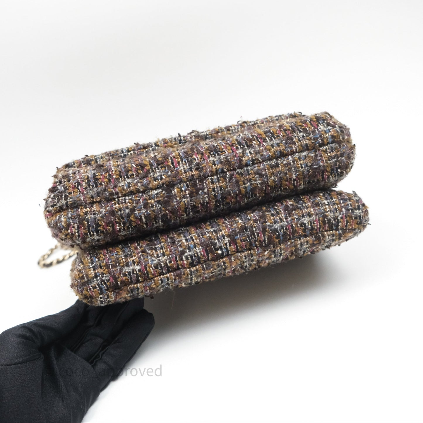 Chanel Top Handle Flap Bag Tweed Gold Hardware