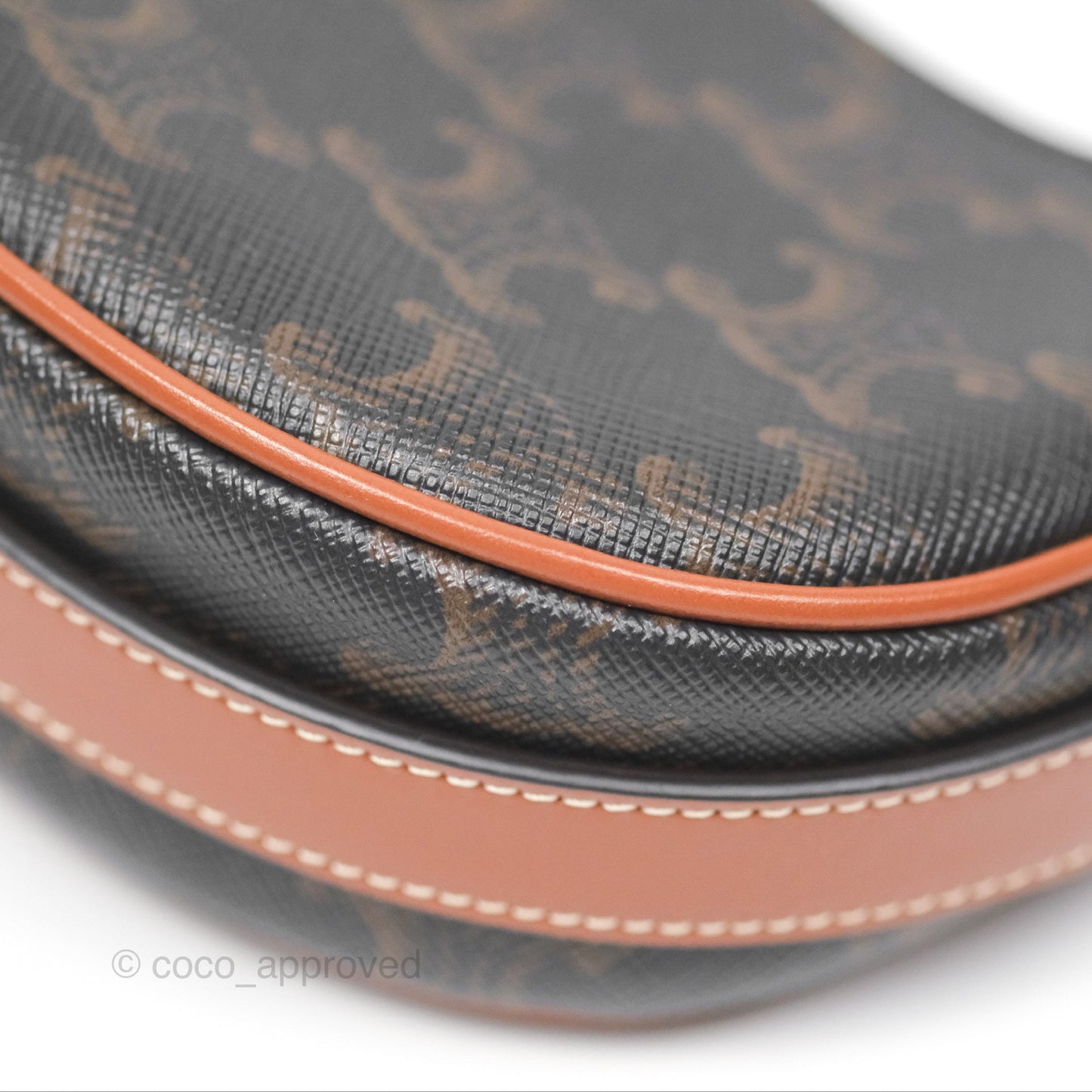 Celine Mini Ava Bag In Triomphe Canvas Calfskin Tan