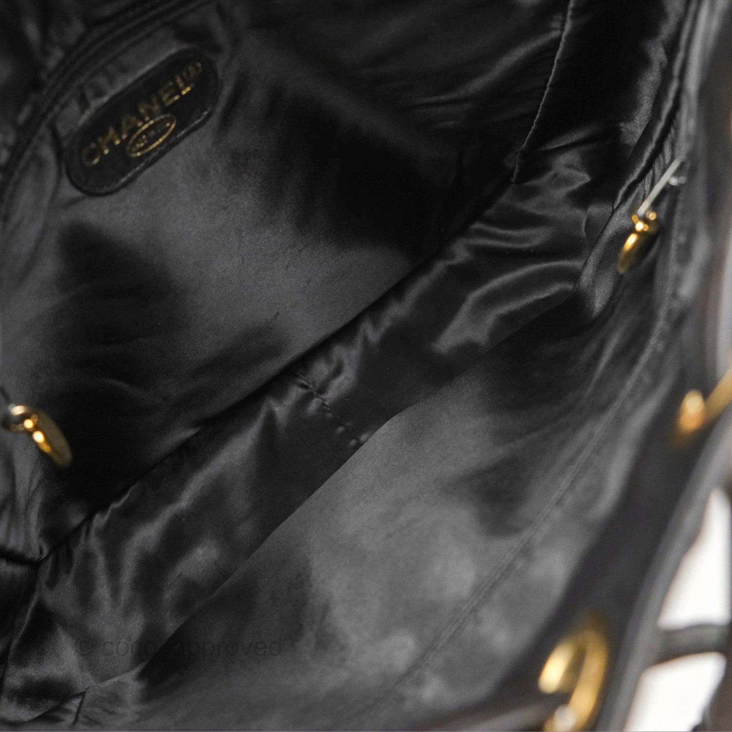 Chanel Vintage Drawstring Bucket Bag Black Lambskin Gold Hardware