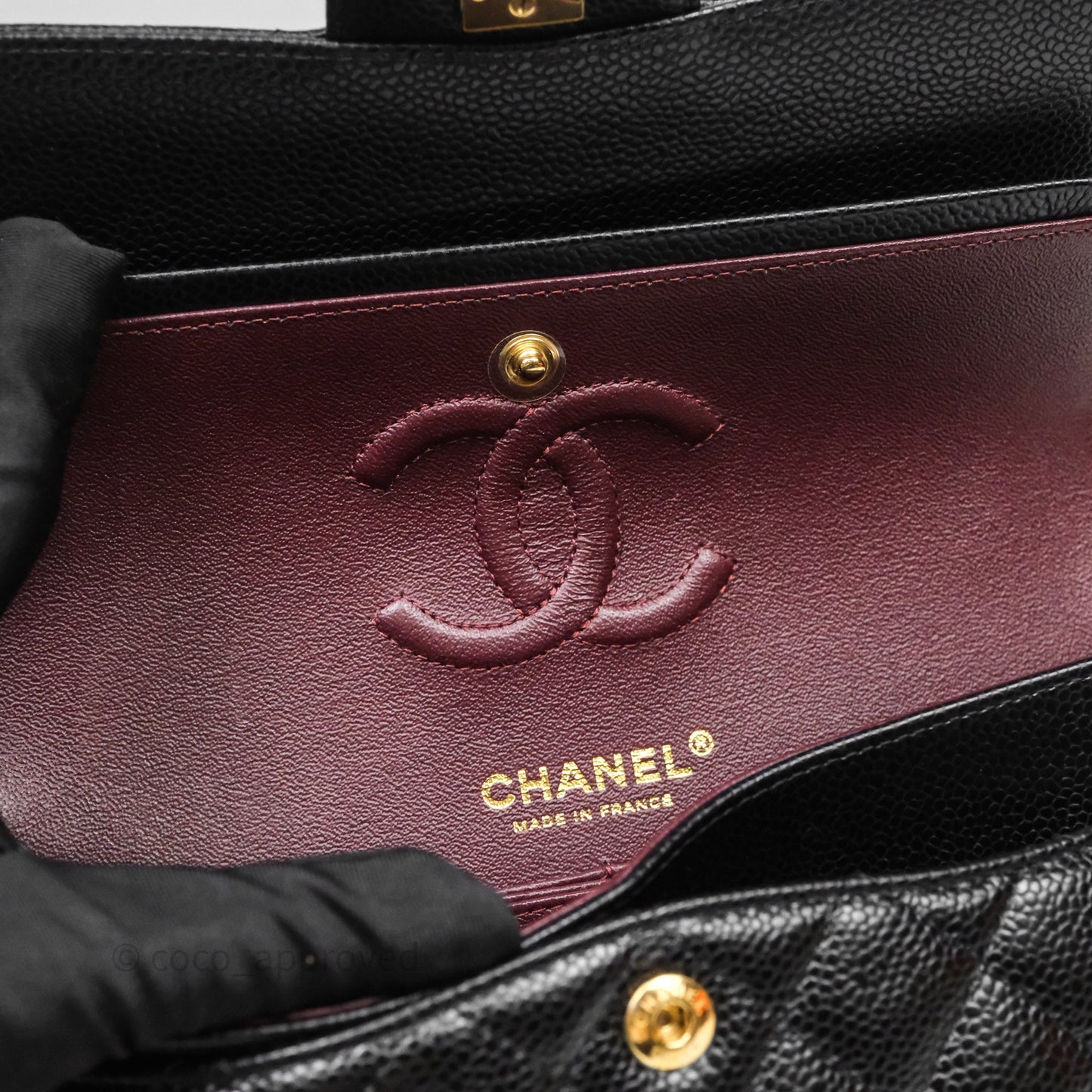 Chanel Small Classic Flap Quilted Black Caviar Gold Hardware