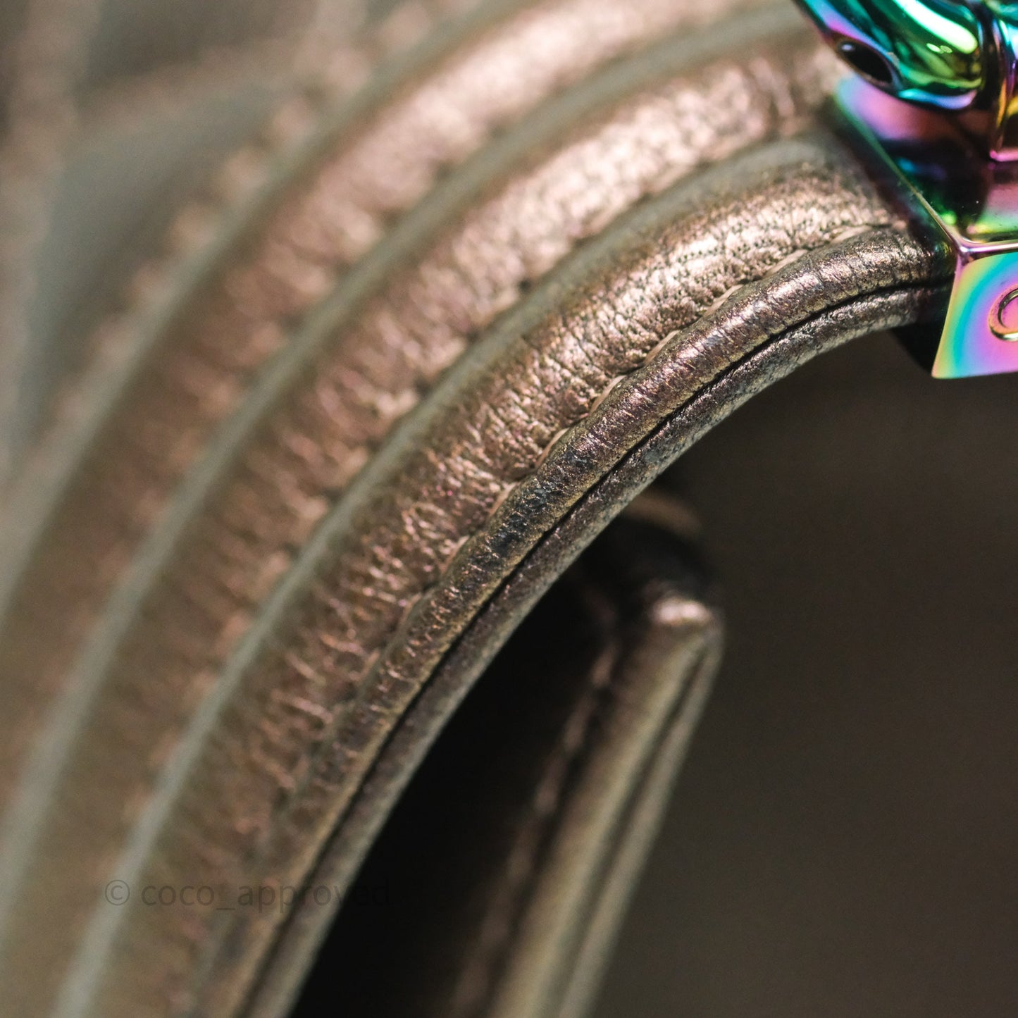 Chanel Quilted Medium Boy Iridescent Bronze Goatskin Rainbow Hardware