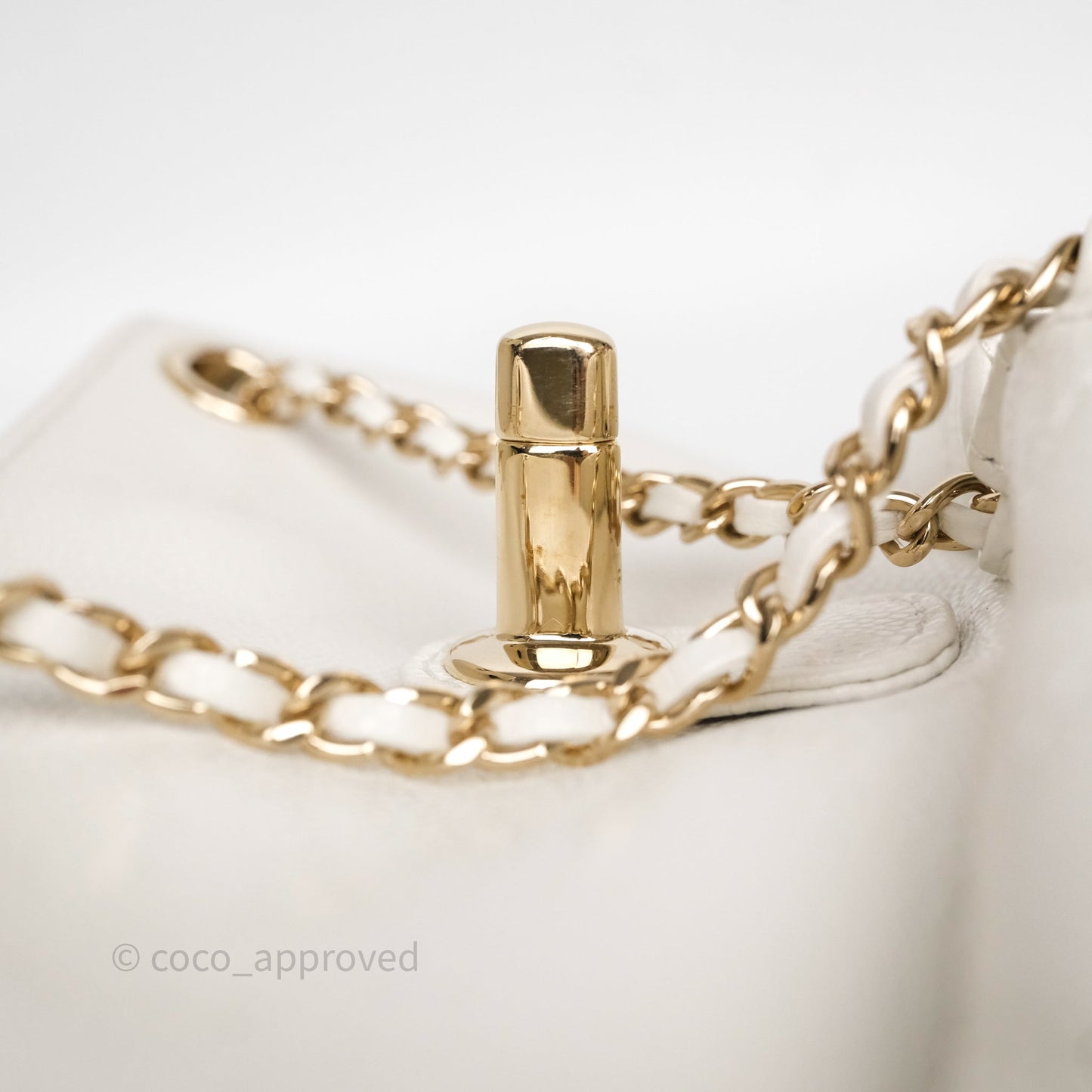 Chanel Duma Backpack Medium White Caviar Gold Hardware
