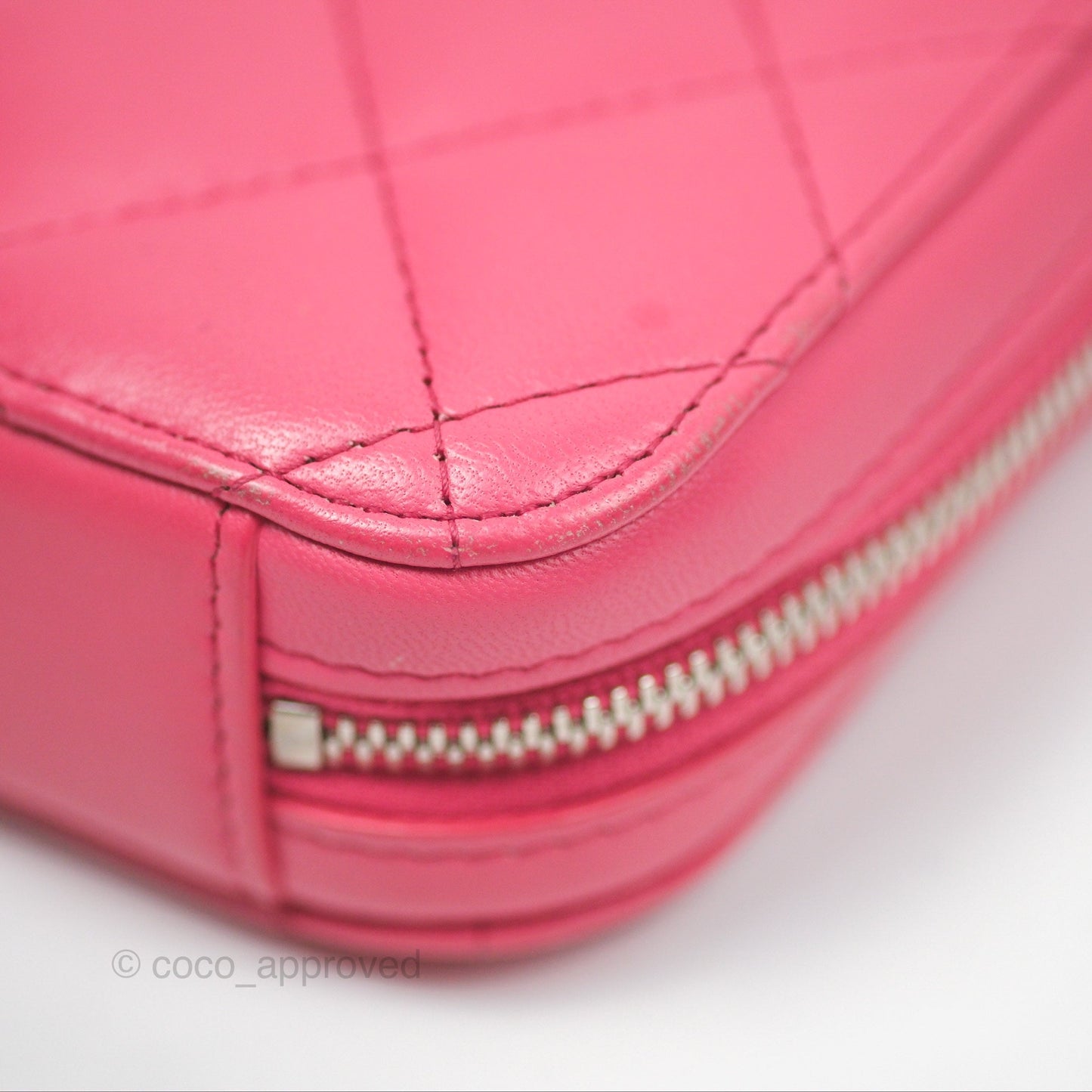 Chanel Quilted Phone Holder Pink Lambskin Silver Hardware