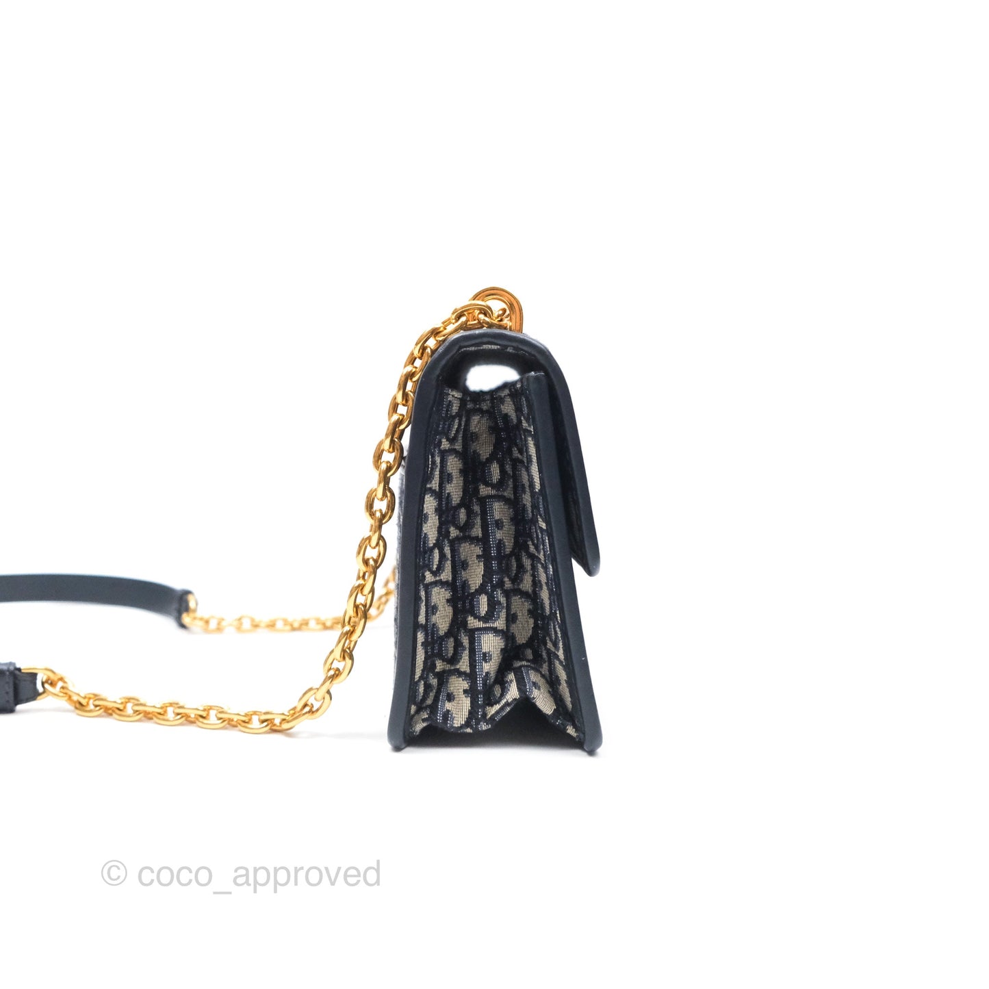 Christian Dior 30 Montaigne with Chain Blue Dior Oblique Jacquard