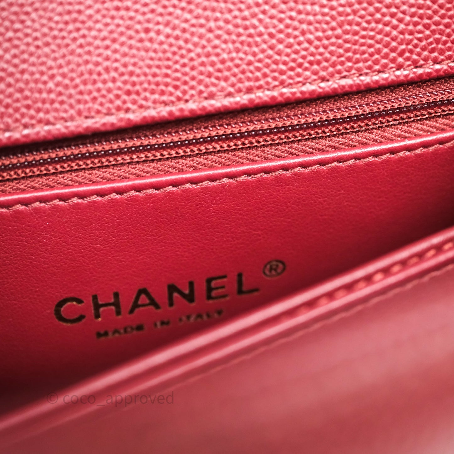 Chanel Small Coco Handle Quilted Red Burgundy Caviar Gold Hardware