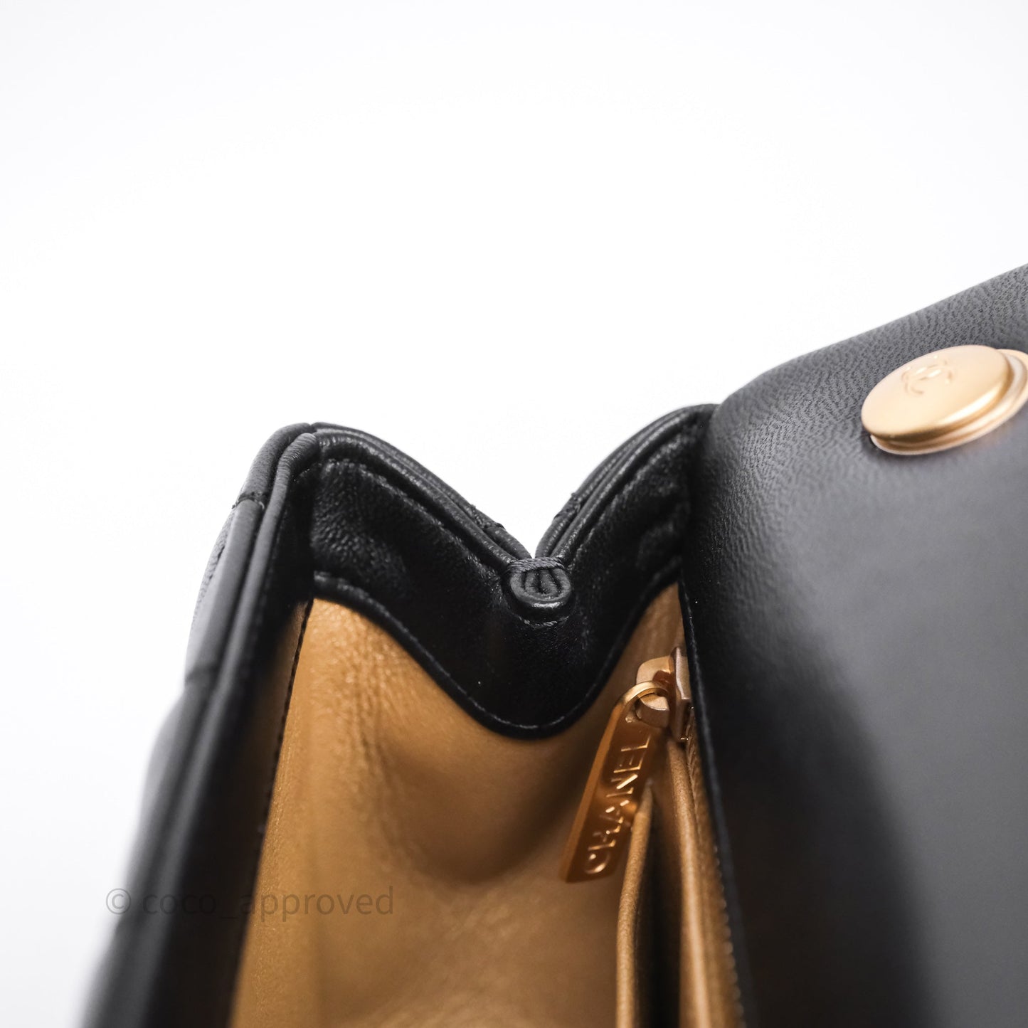 Chanel Mini Rectangular Flap with Camellia Adjustable Chain Black Lambskin Aged Gold Hardware