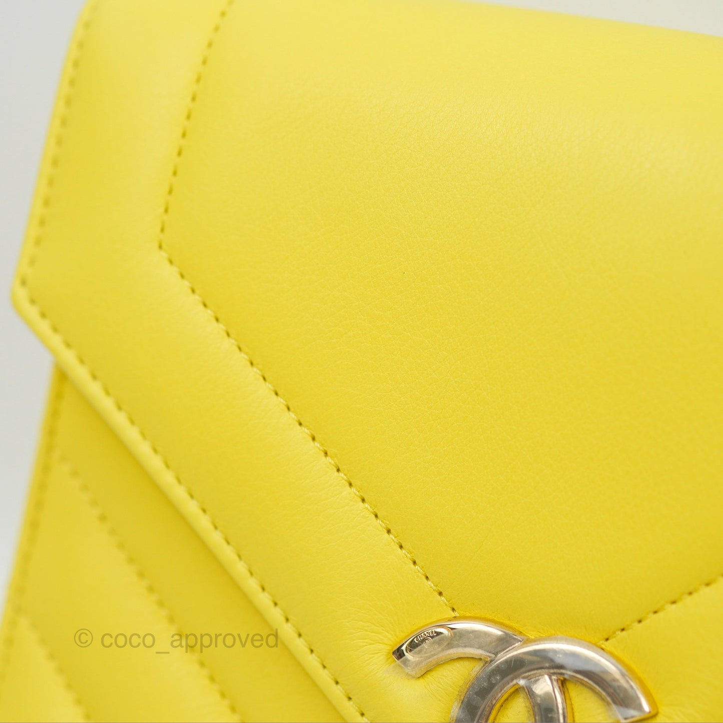 Chanel Chevron Square Envelope Flap Bag Yellow 19C