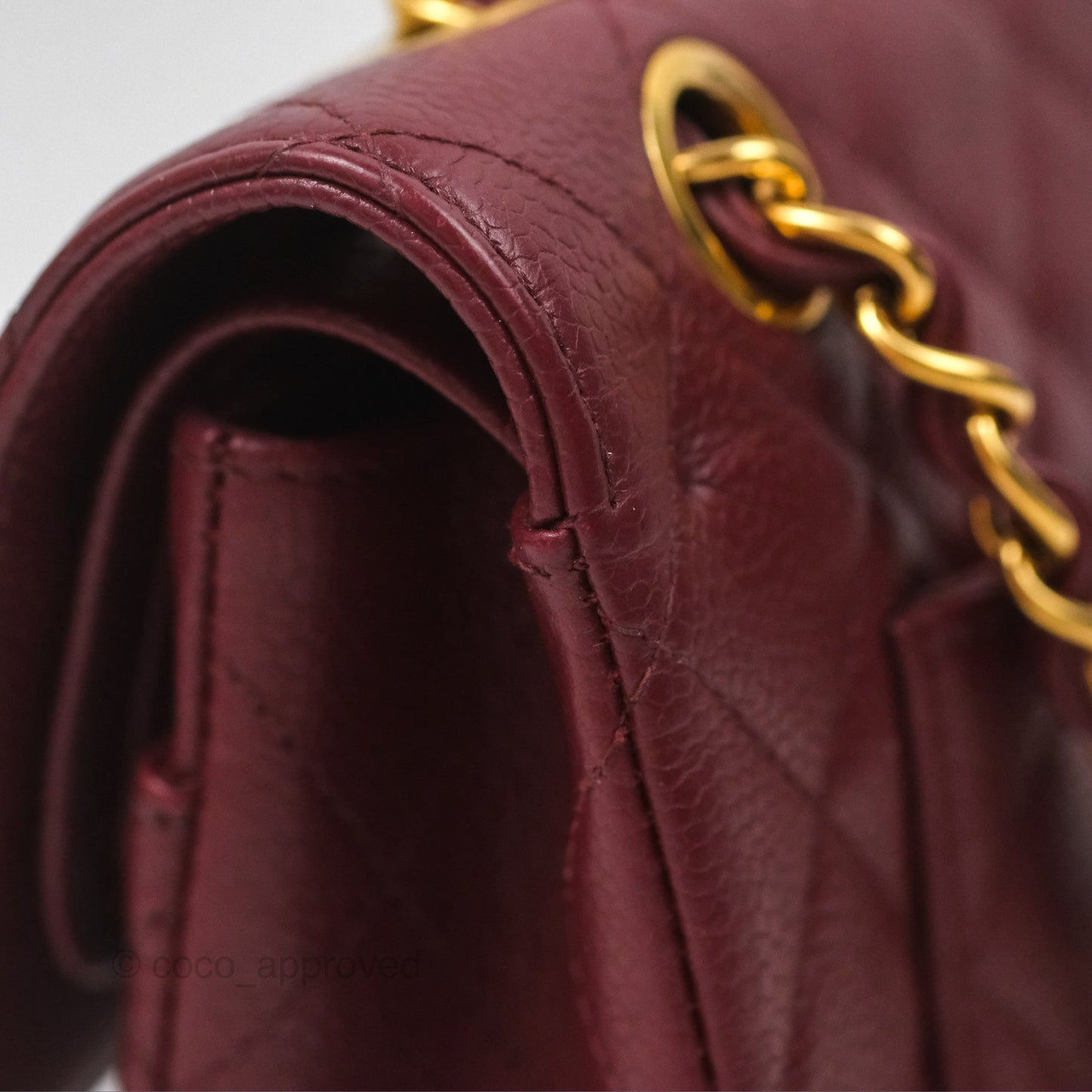 Chanel Vintage Classic Small S/M Flap Burgundy Caviar 24K Gold Hardware