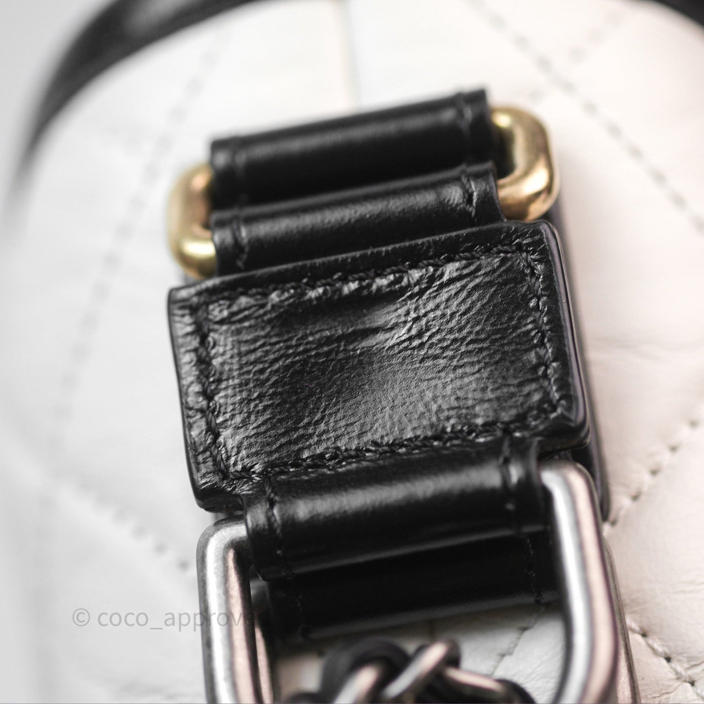 Chanel Small Gabrielle Hobo Quilted Black White Aged Calfskin