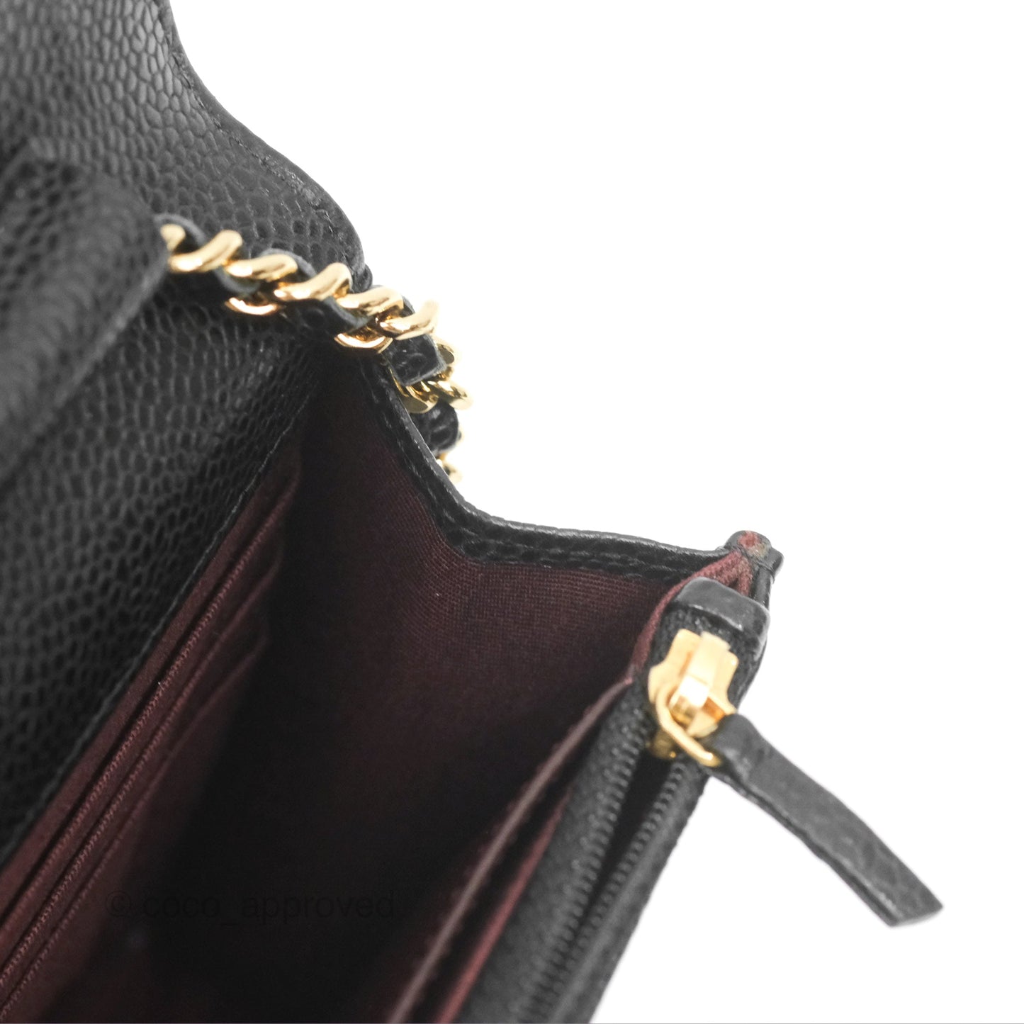 Chanel Quilted Classic Wallet On Chain WOC Black Caviar Gold Hardware