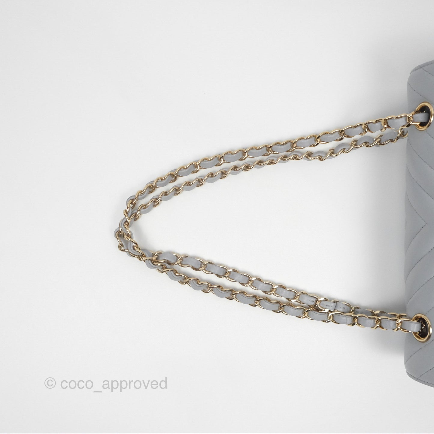 Chanel Small Classic Chevron Flap Grey Lambskin Gold Hardware