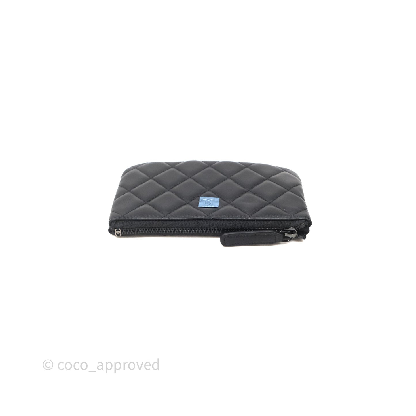 Chanel Classic Mini Quilted O Case So Black Lambskin Black Hardware