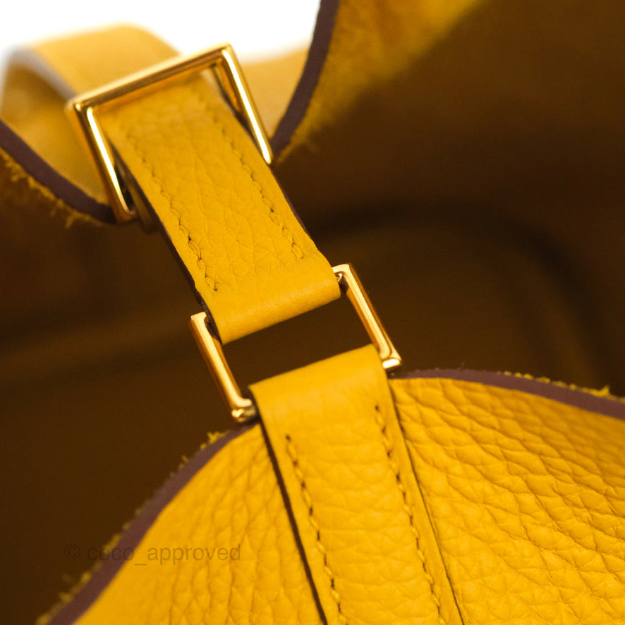 Hermès Picotin Lock 18 Jaune Ambre Clemence Gold Hardware