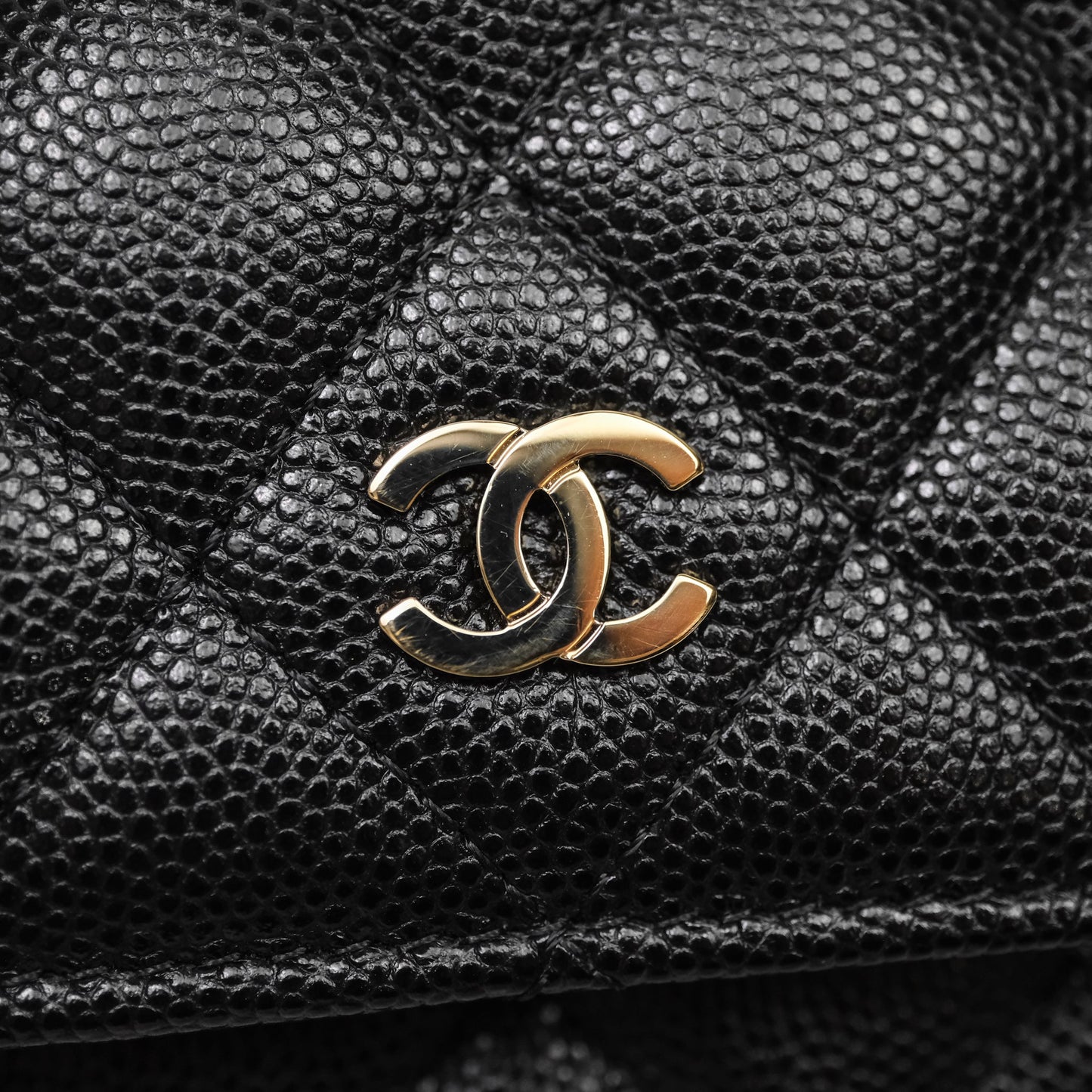 Chanel Quilted Mini Wallet on Chain WOC Black Caviar Gold Hardware
