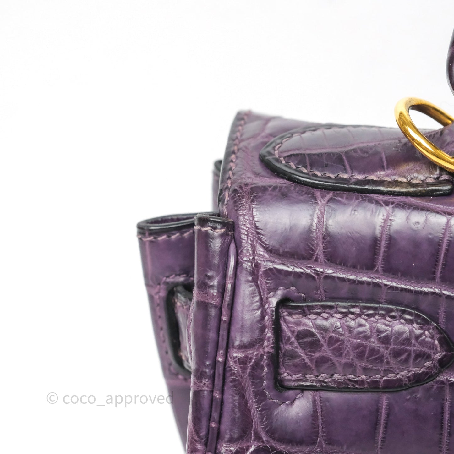 Hermès Kelly 28 Purple Crocodile Gold Hardware