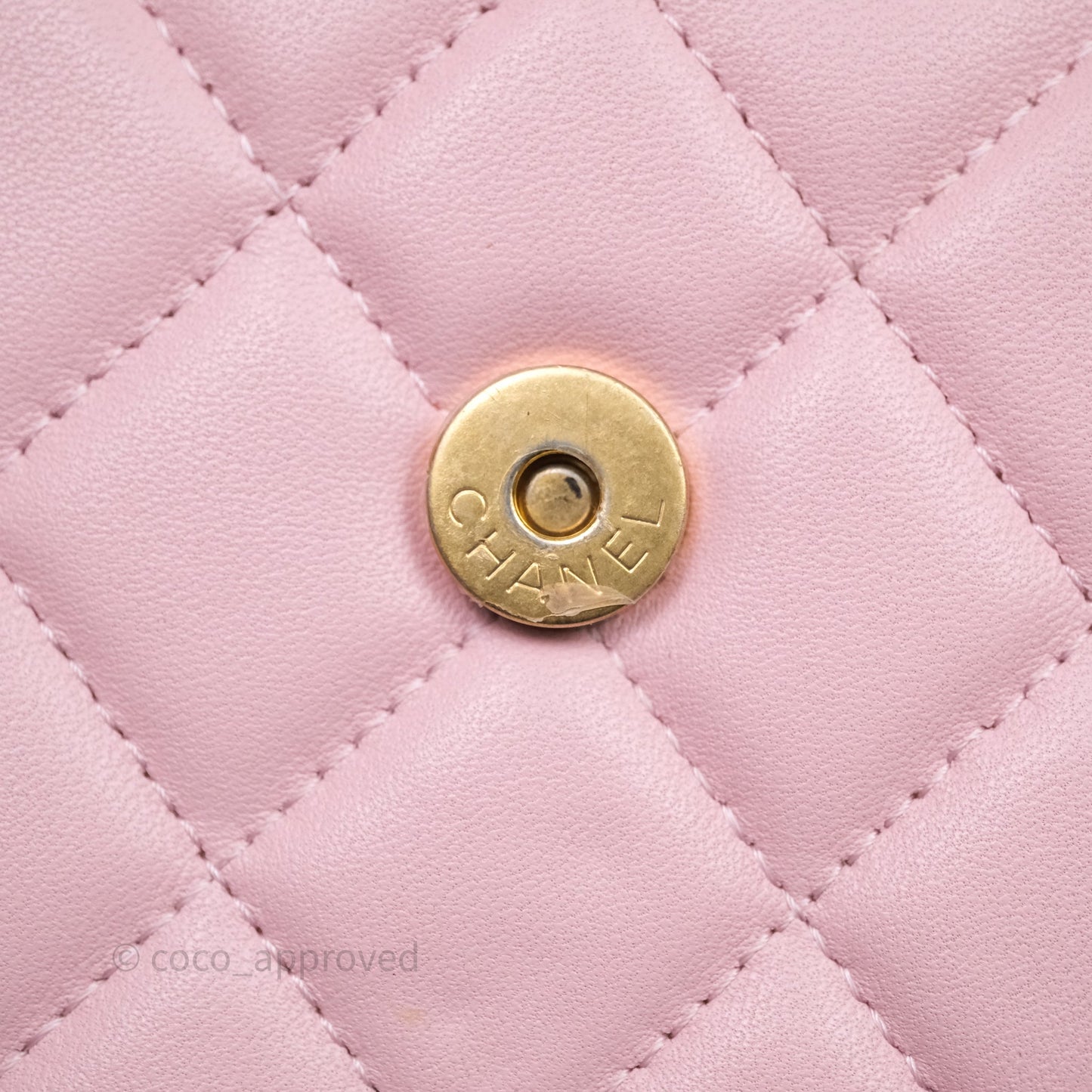 Chanel Mini Enamel Handle Clutch on Chain Pink Lambskin Gold Hardware