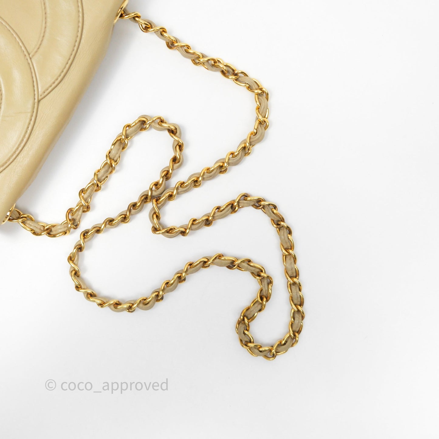 Chanel Vintage CC Flap Bag Beige Lambskin Gold Hardware
