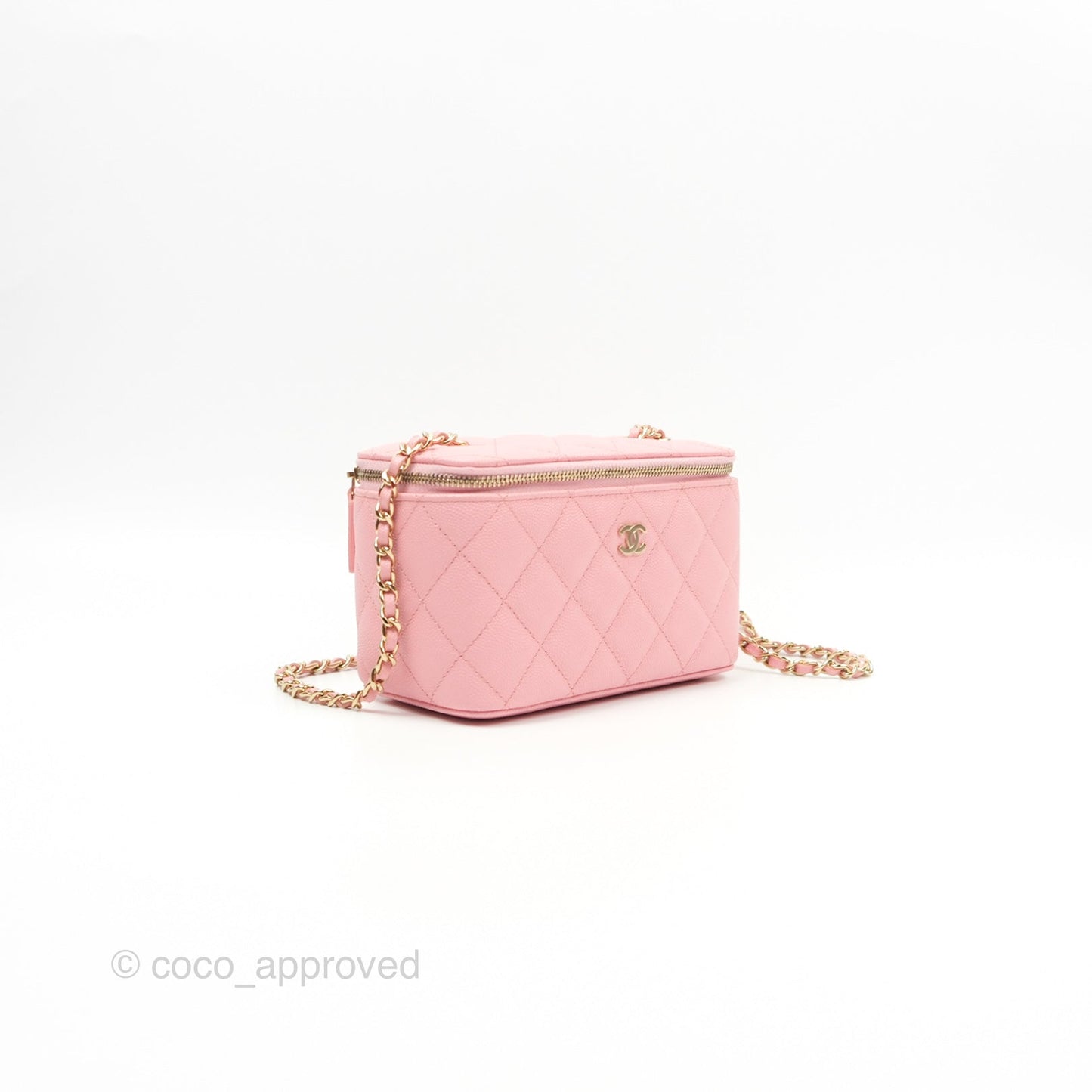 Chanel Classic Vanity With Chain Pink Caviar Gold Hardware