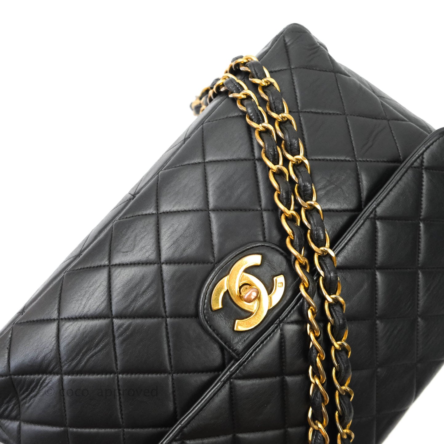 Chanel Vintage Jumbo Single Flap Black Lambskin 24K Gold Hardware