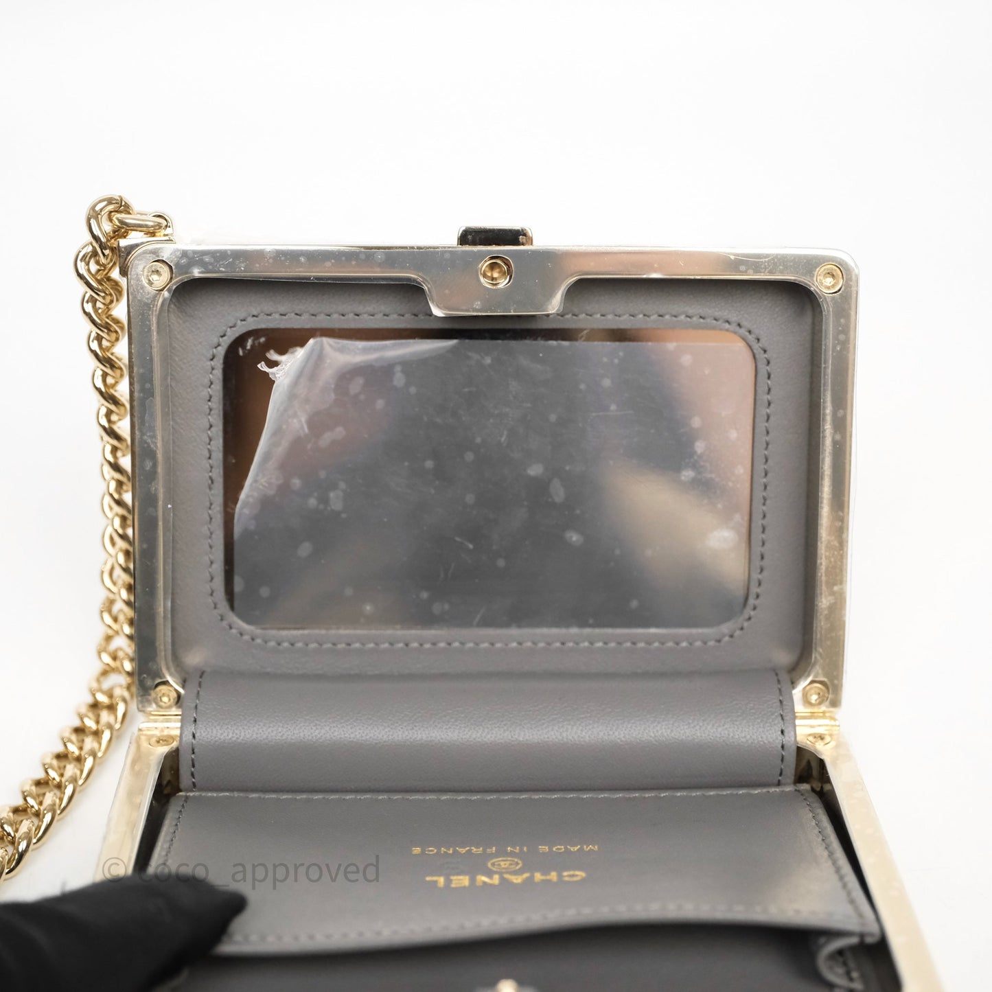 Chanel Grey Boy Mini Clutch Lambskin Gold Hardware