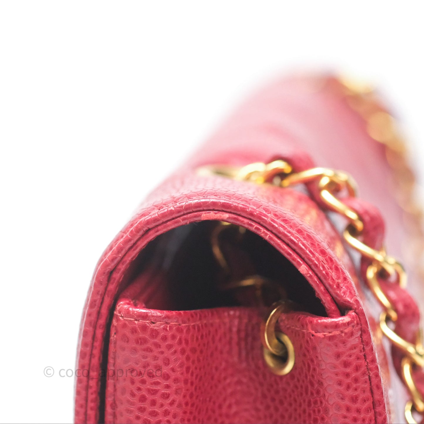 Chanel Medium Vintage Quilted Classic Diana Flap Bag Red Caviar 24K Gold Hardware