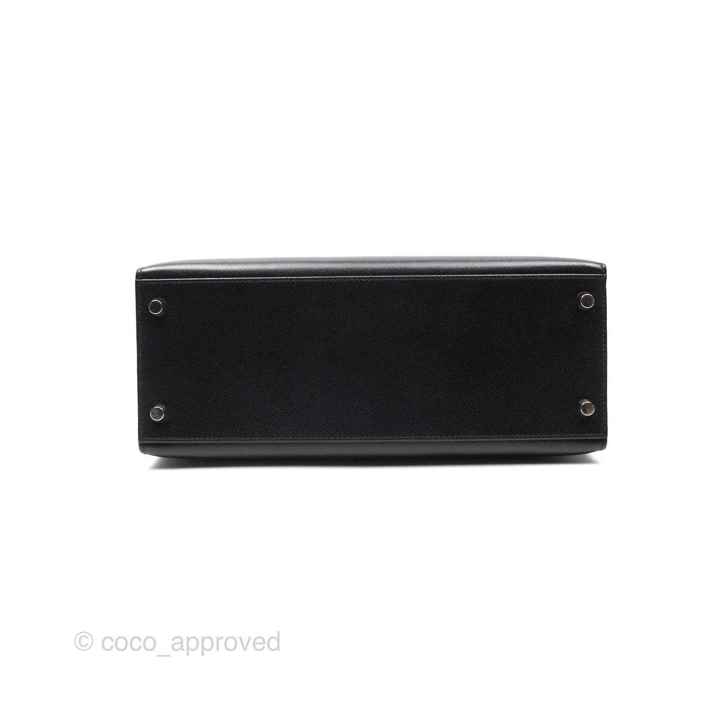 Hermès Vintage Kelly 28 Sellier Noir 89 Courchevel Palladium Hardware