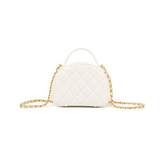 Chanel Small Clutch With Chain White Lambskin Gold Hardware 23C