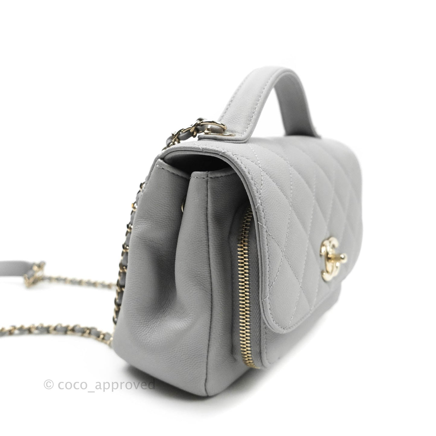 Chanel Quilted Small Business Affinity Flap Grey Caviar Gold Hardware