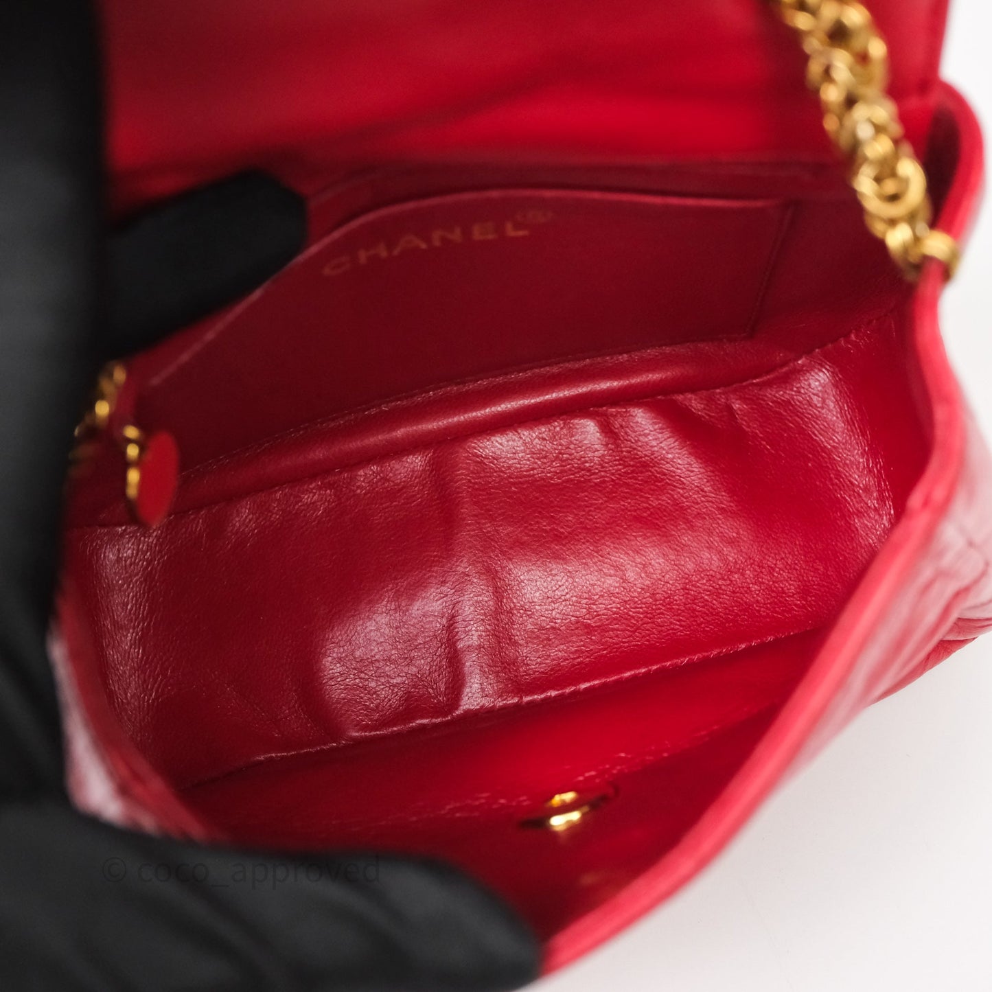 Chanel Vintage Quilted Flap Bag Red Lambskin Gold Hardware